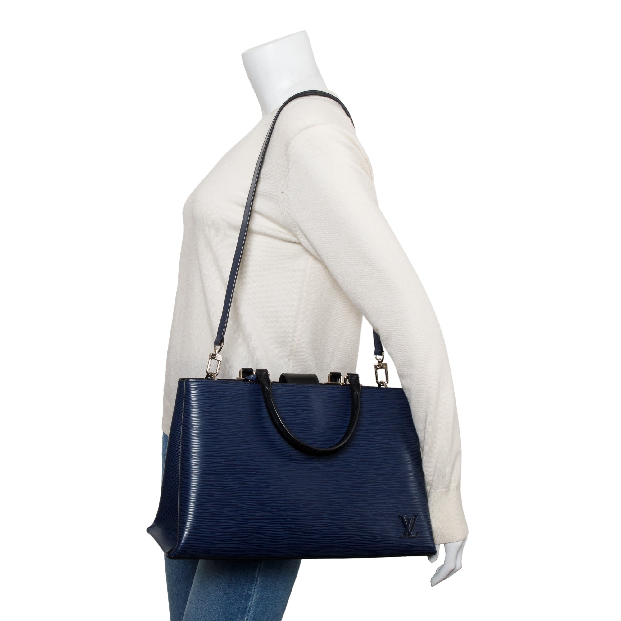 Louis Vuitton Navy Epi Leather Kleber MM w/ Strap