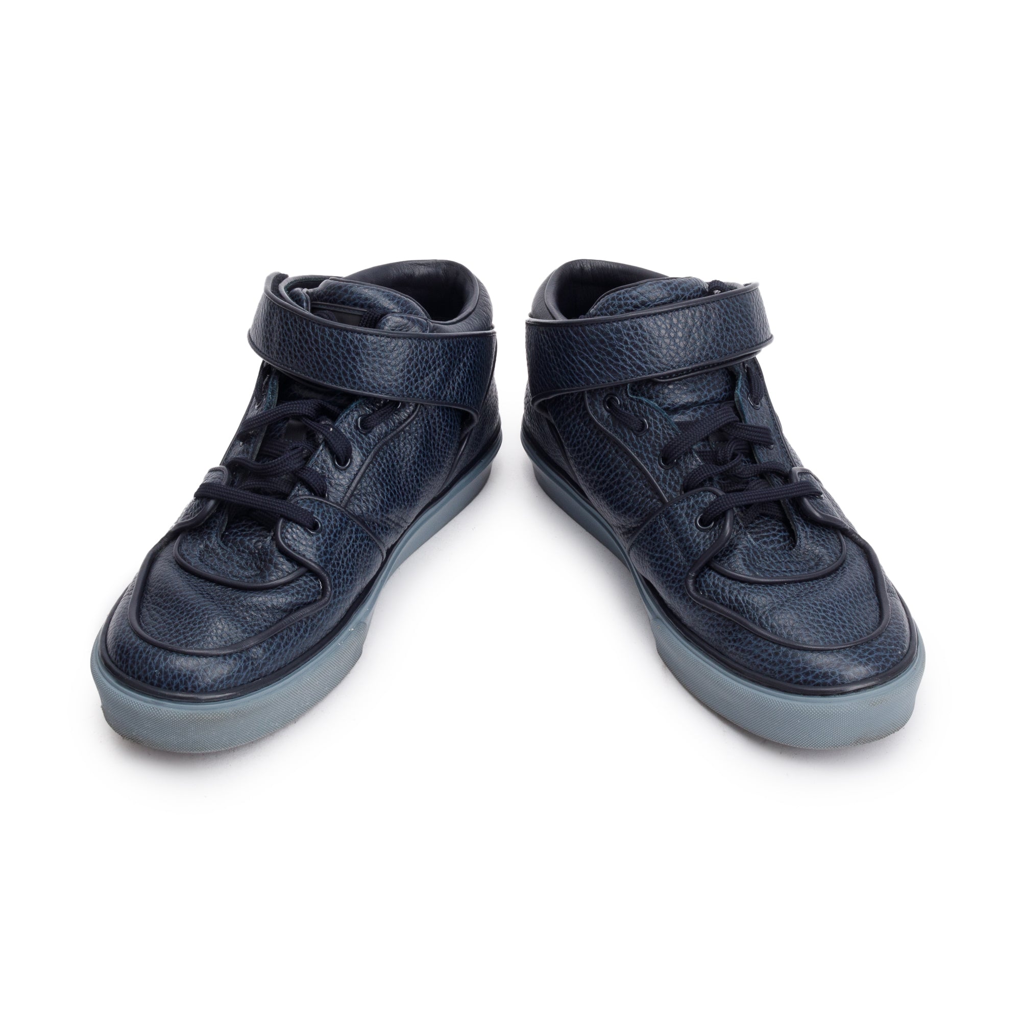Louis Vuitton Navy Leather Acapulco Mid-Top Sneakers, Size 8.5 w/ Box