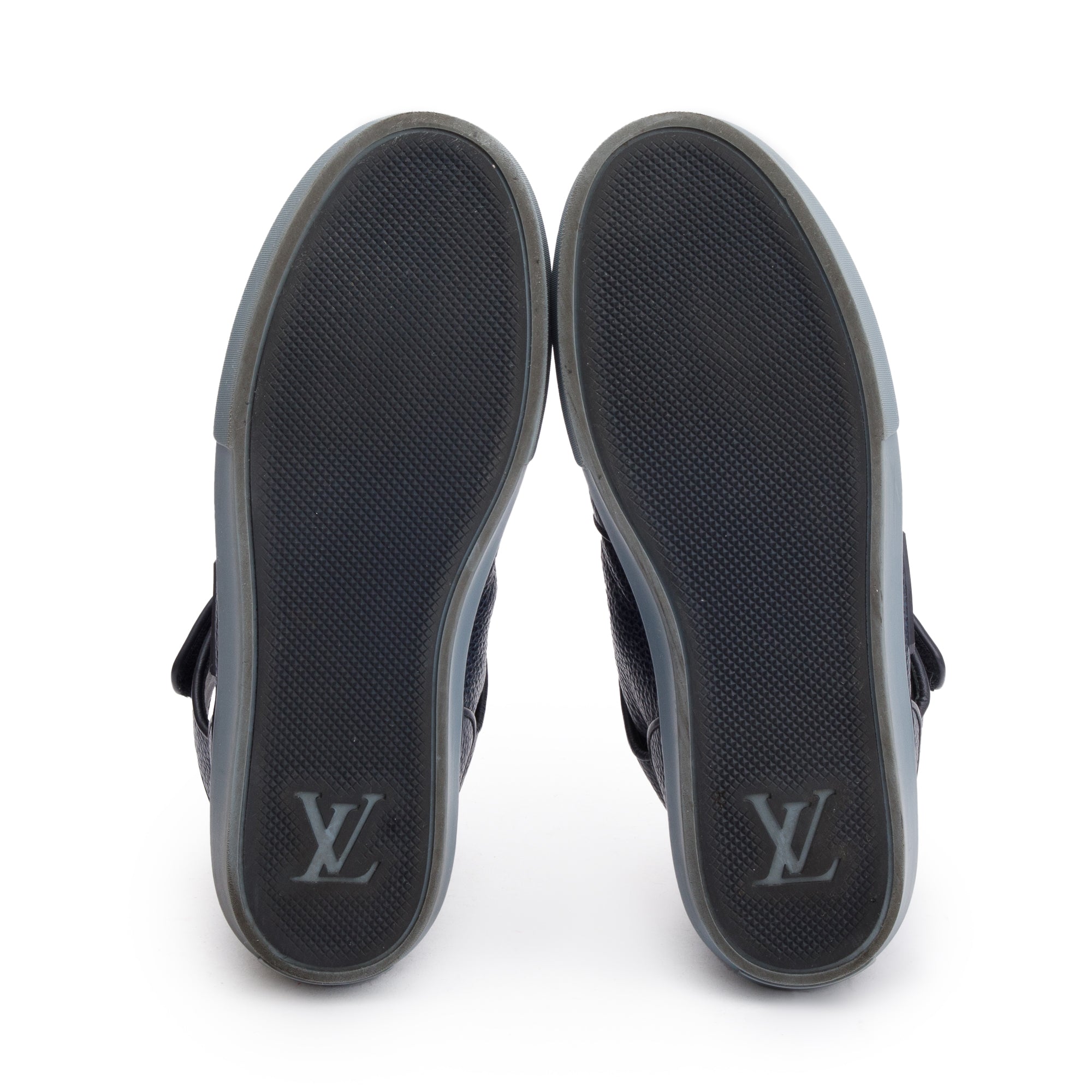 Louis Vuitton Navy Leather Acapulco Mid-Top Sneakers, Size 8.5 w/ Box