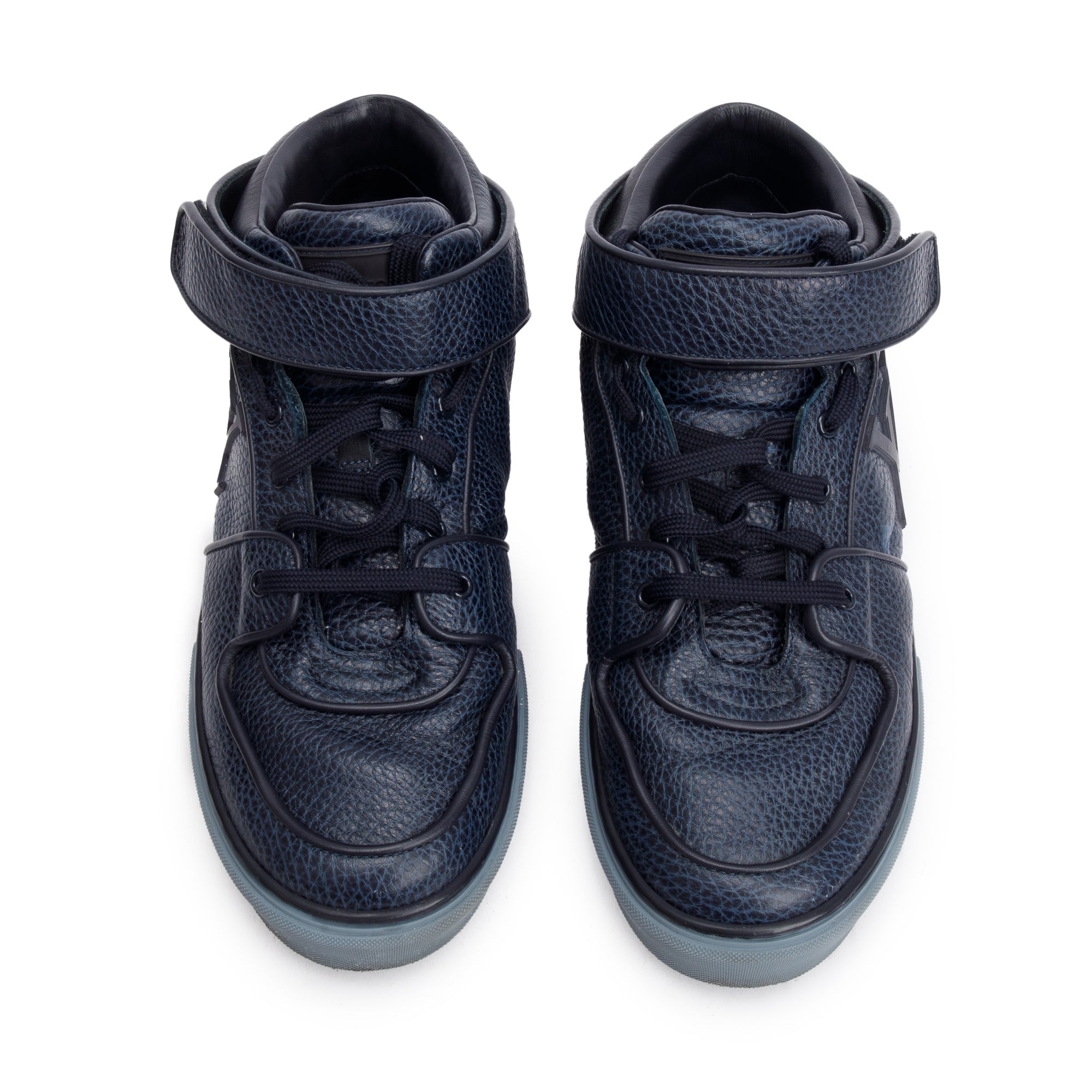 Louis Vuitton Navy Leather Acapulco Mid-Top Sneakers, Size 8.5 w/ Box