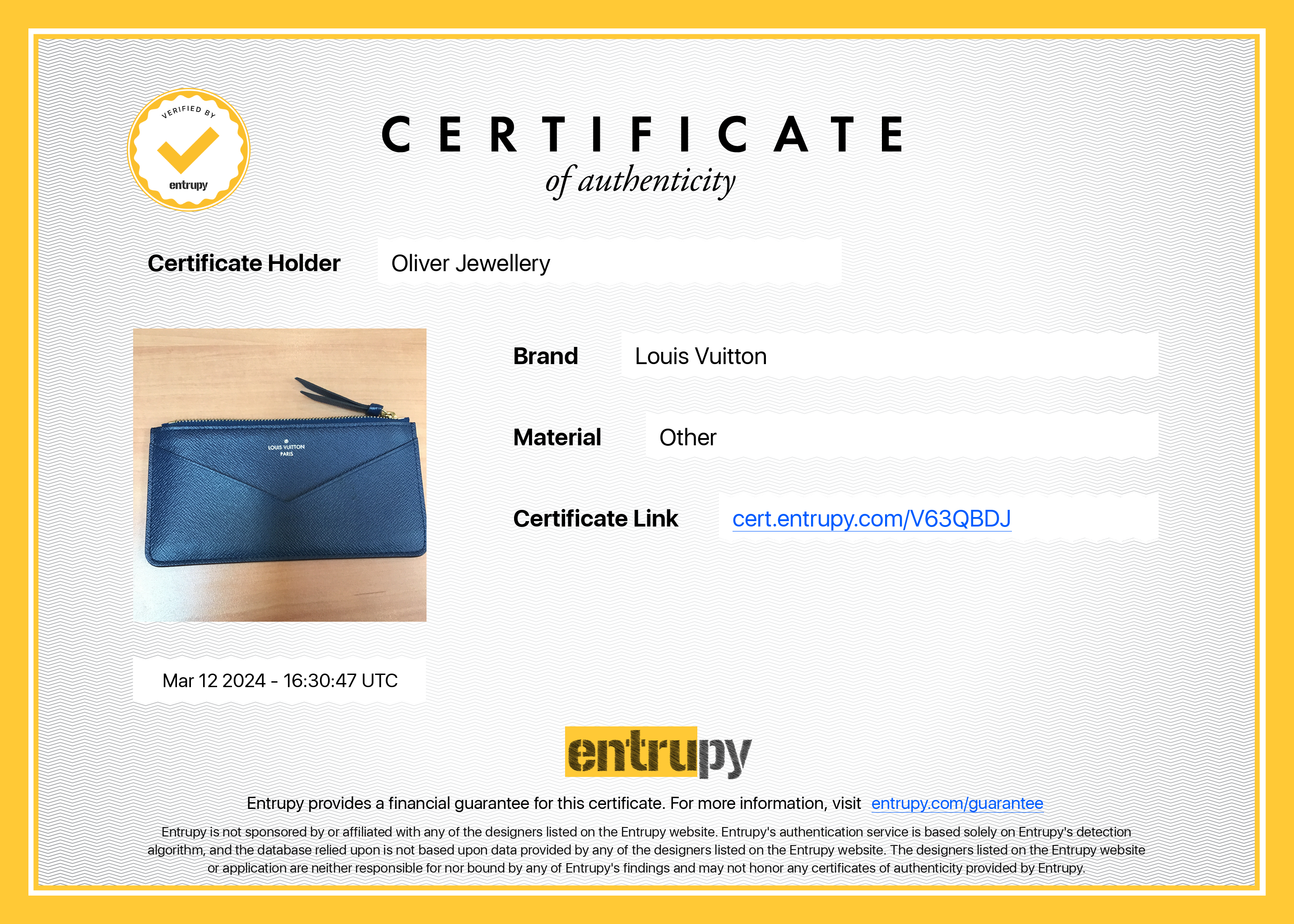 Louis Vuitton Navy Taiga Leather Jeanne Wallet Insert