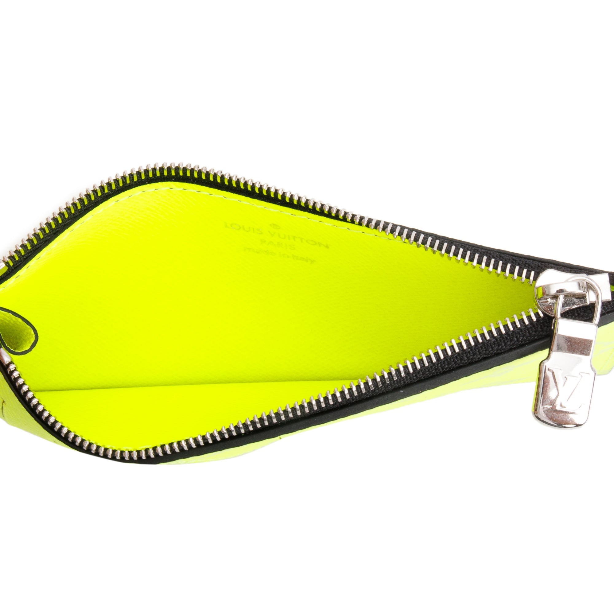 Louis Vuitton Neon Yellow Monogram & Taigarama Leather Coin Card Holder w/ Box