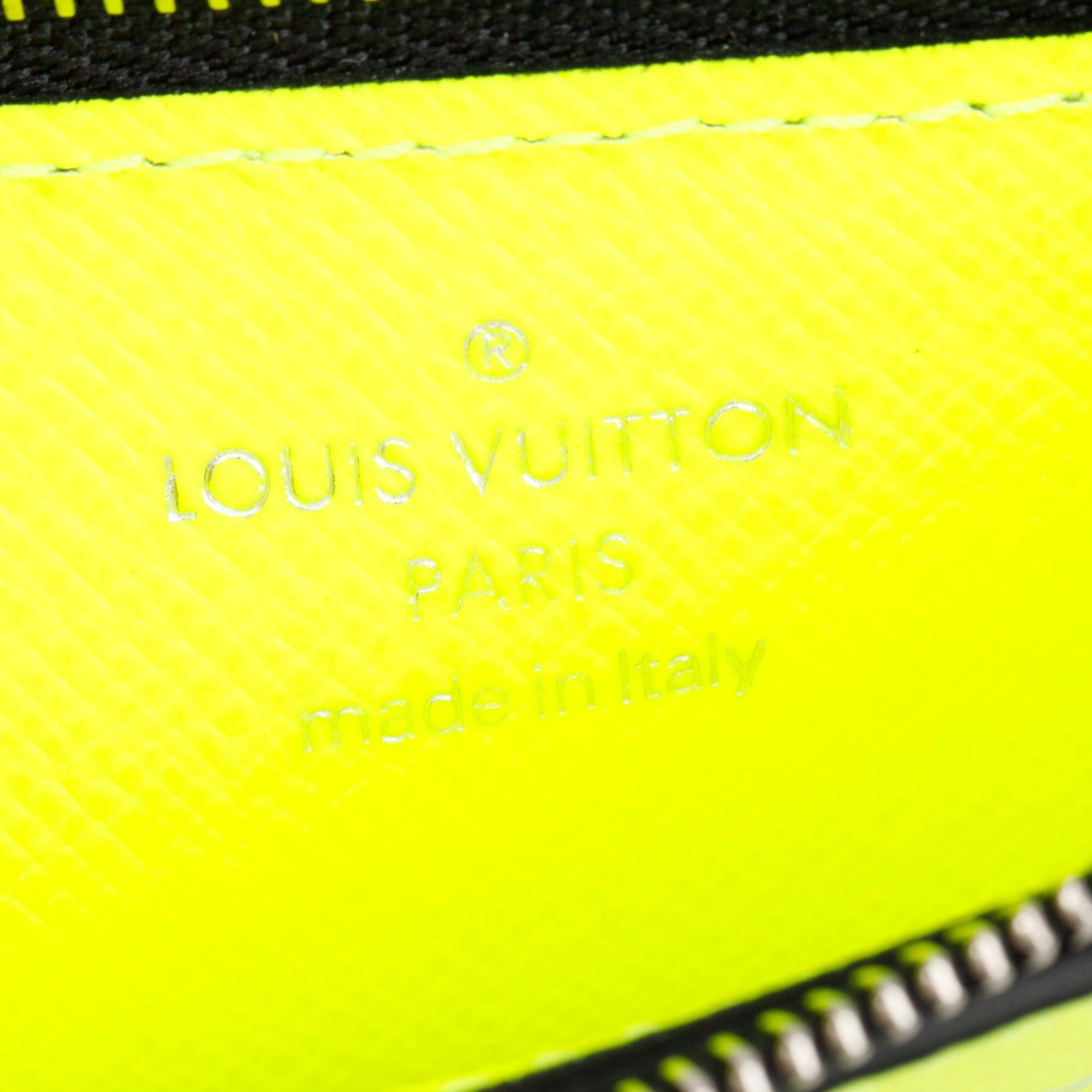 Louis Vuitton Neon Yellow Monogram & Taigarama Leather Coin Card Holder w/ Box