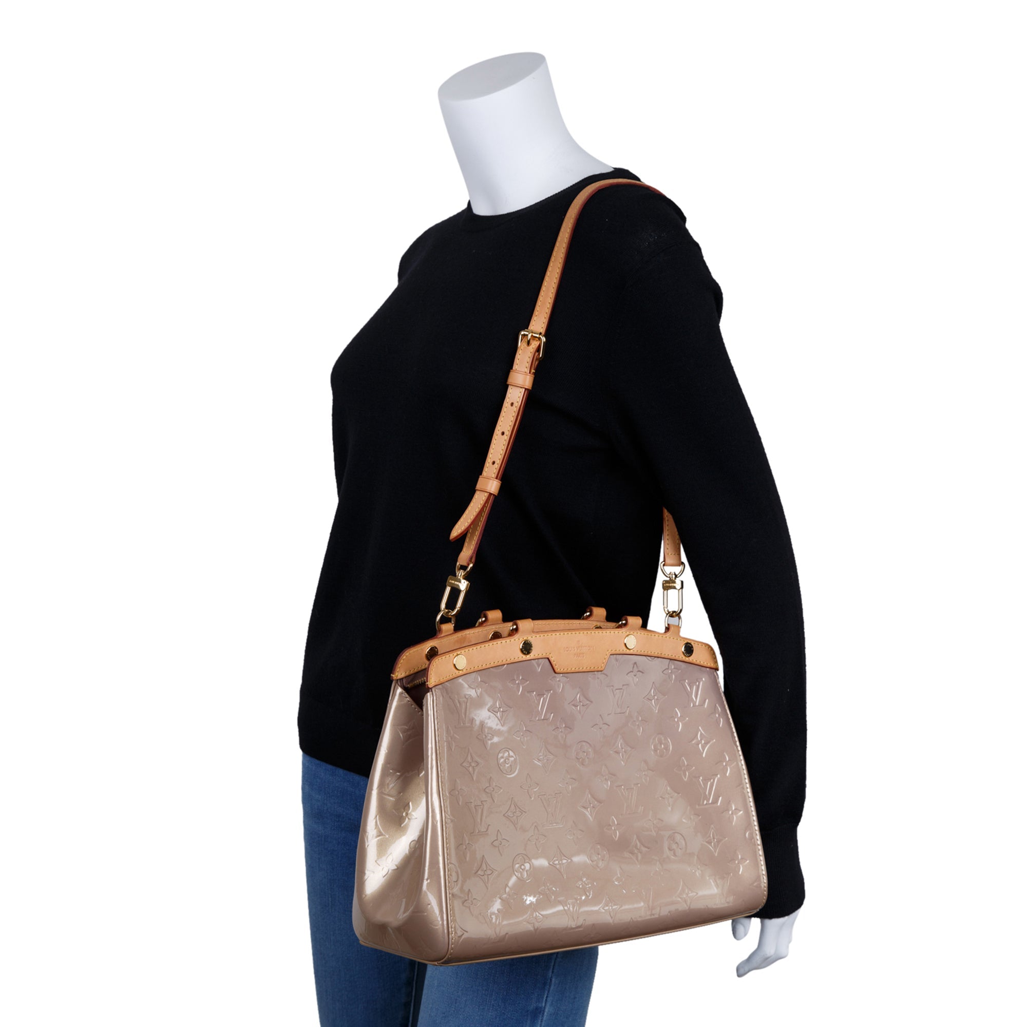 Louis Vuitton Neutral Monogram Vernis Brea MM w/ Strap