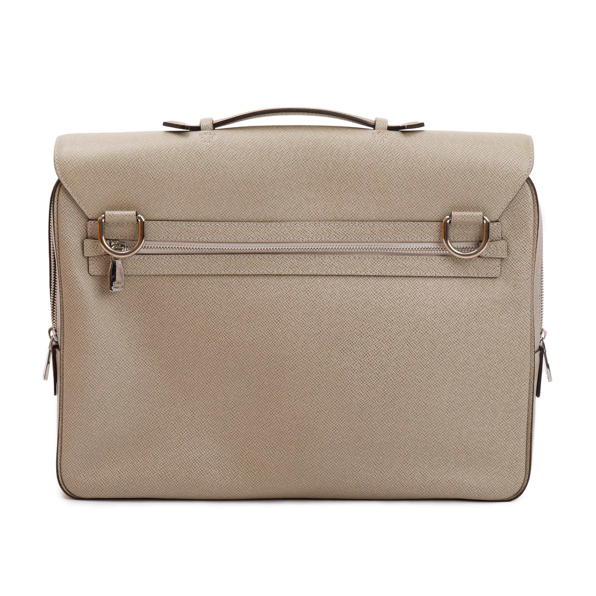 Louis Vuitton Neutral Taiga Leather Vassili PM Briefcase Bag w/ Strap, Box & Receipt