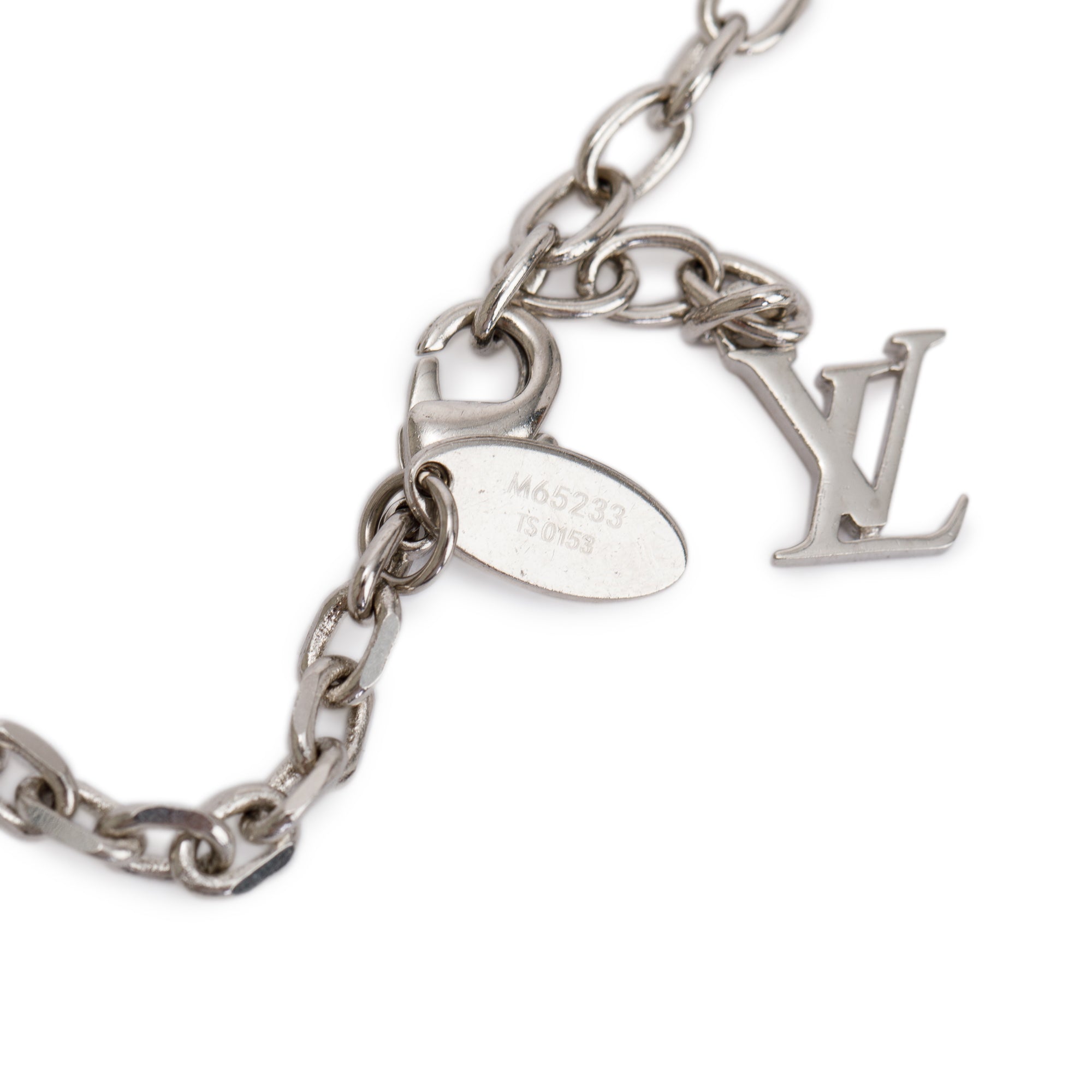 Louis Vuitton Palladium Plated Crystal Gamble Long Necklace w/ Box