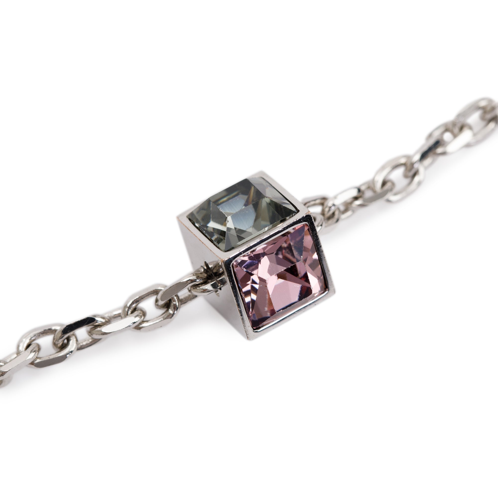Louis Vuitton Palladium Plated Crystal Gamble Long Necklace w/ Box