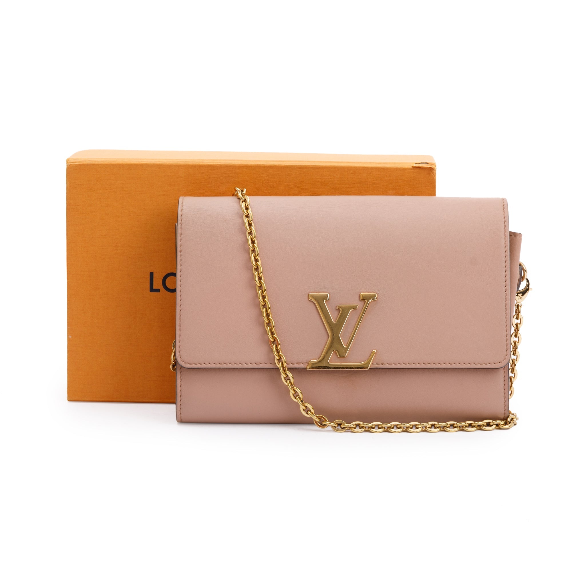 Louis Vuitton Pink Calfskin Louise Chain Clutch GM w/ Box
