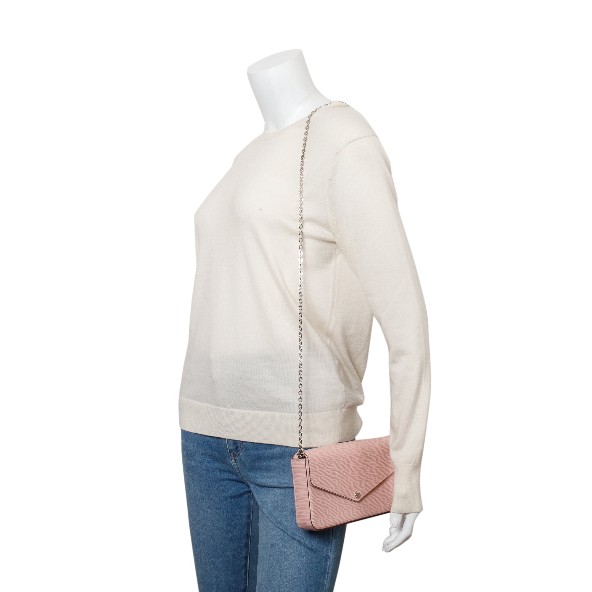 Louis Vuitton Pink Epi Leather Felicie Pochette Bag w/ Box & Inserts