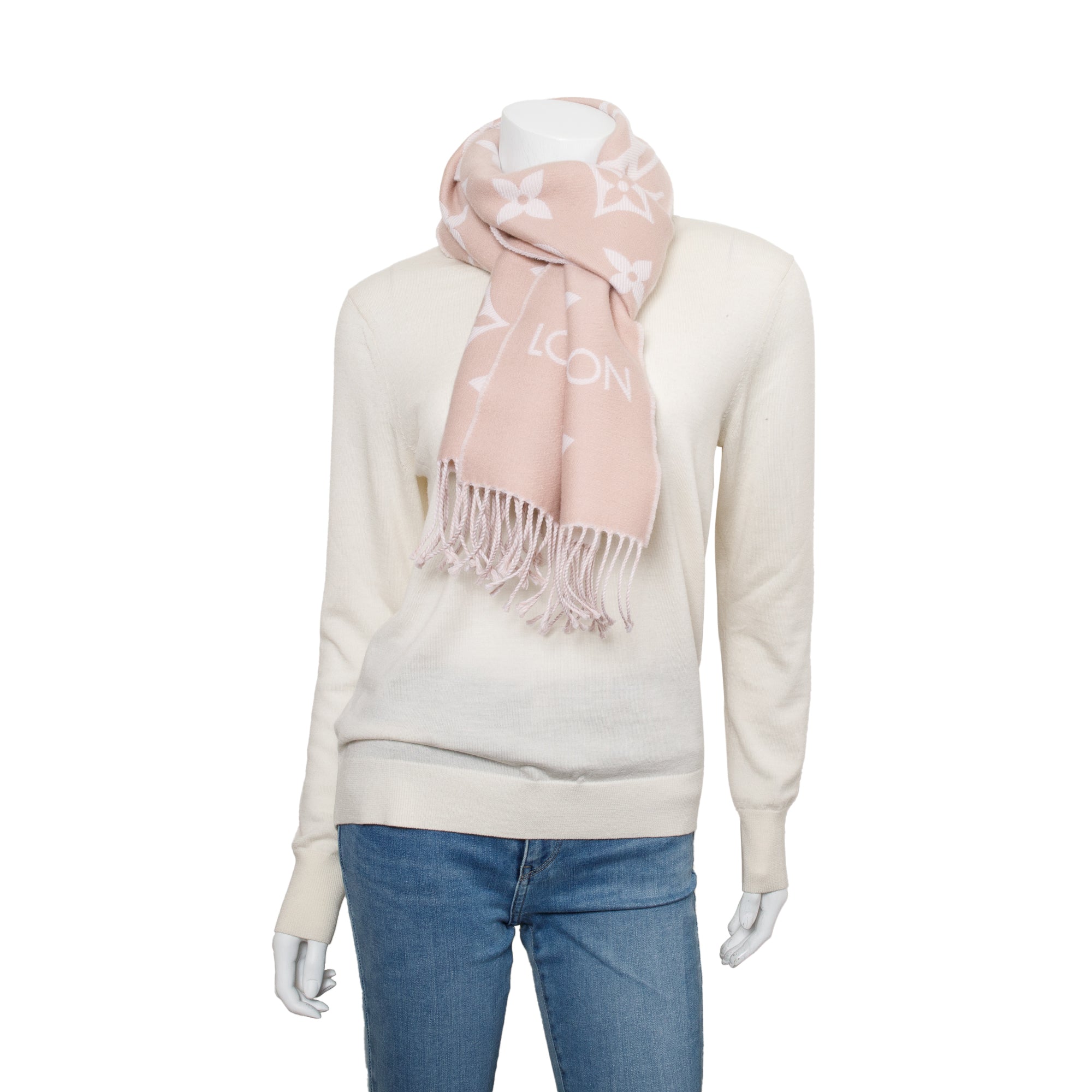 Louis Vuitton Pink LV Essential Monogram Wool Shine Scarf w/ Box