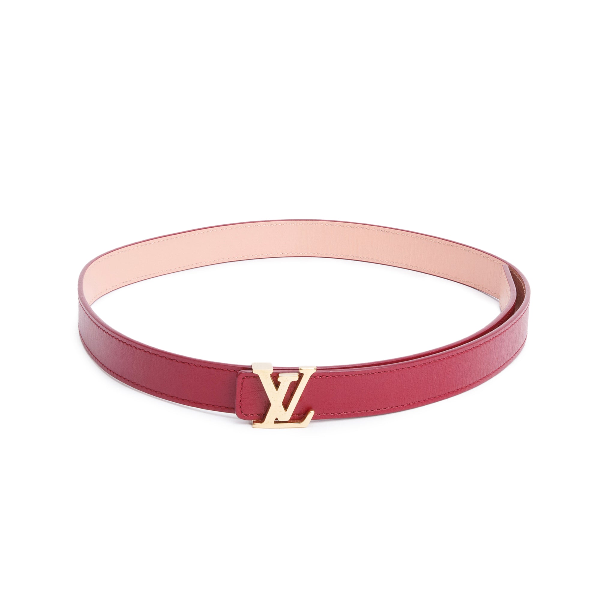 Louis Vuitton Pink & Maroon Taurillon Leather LV Initials 20 MM Reversible Belt 70 28 w/ Box
