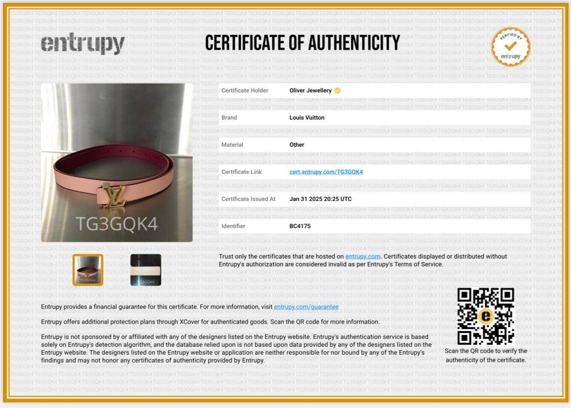 Louis Vuitton Pink & Maroon Taurillon Leather LV Initials 20 MM Reversible Belt 70 28 w/ Box