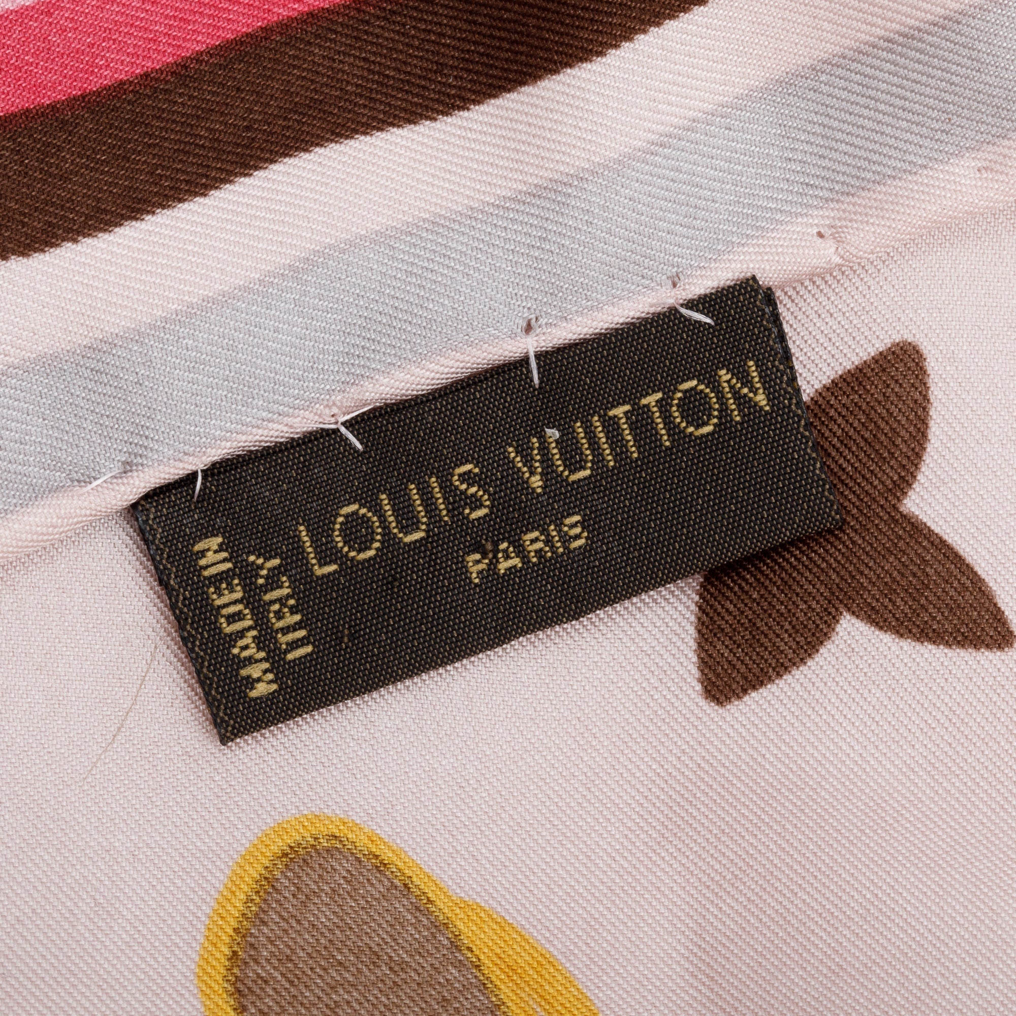 Louis Vuitton Pink Monogram Multicolor Butterfly Motif Square Silk Scarf w/ Box