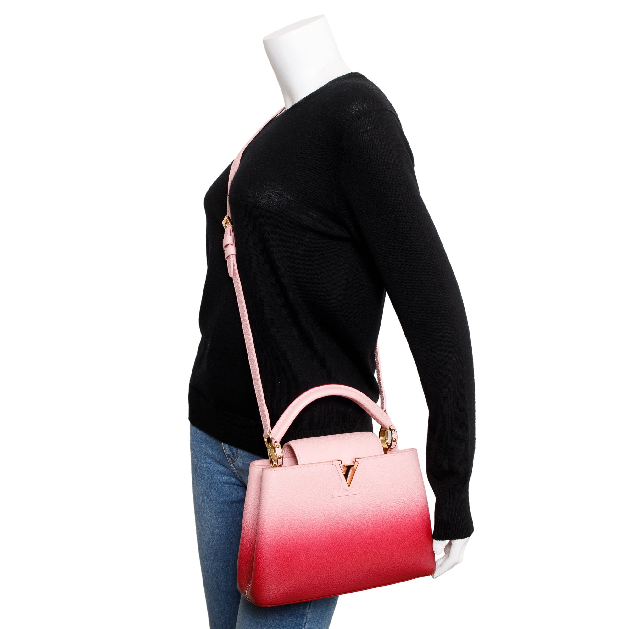 Louis Vuitton Pink Ombre Calfskin Leather Capucines BB w/ Strap