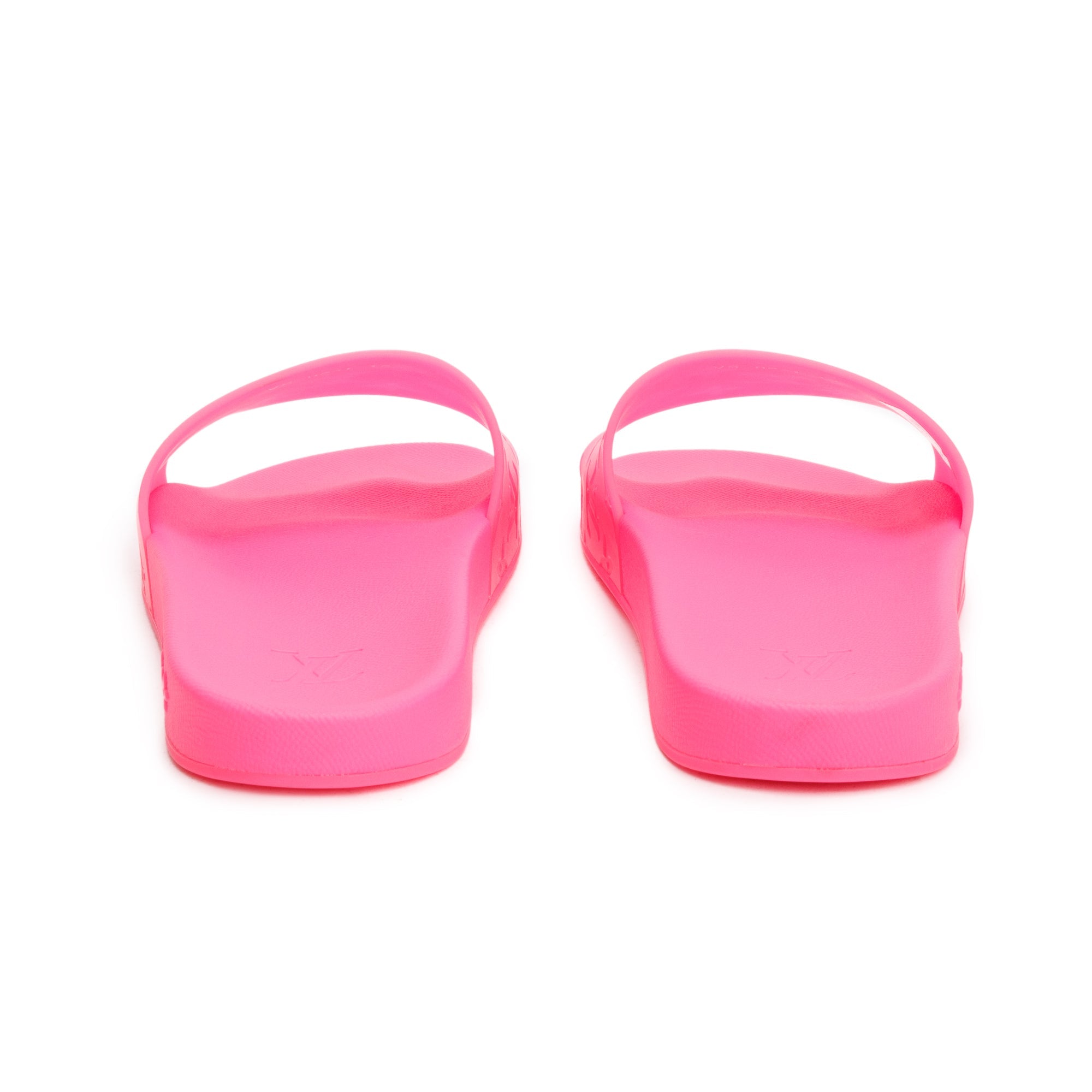 Louis Vuitton Pink Rubber Embossed Monogram Waterfront Mule Slides, Size 12