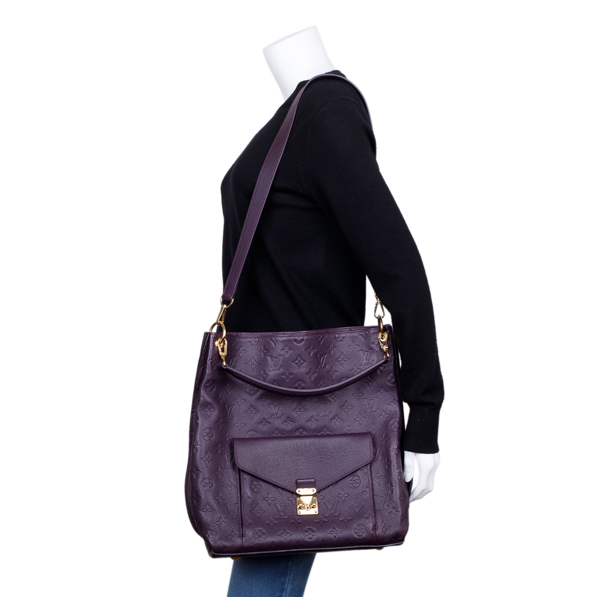 Louis Vuitton Purple Monogram Empreinte Leather Metis Hobo w/ Strap & Box