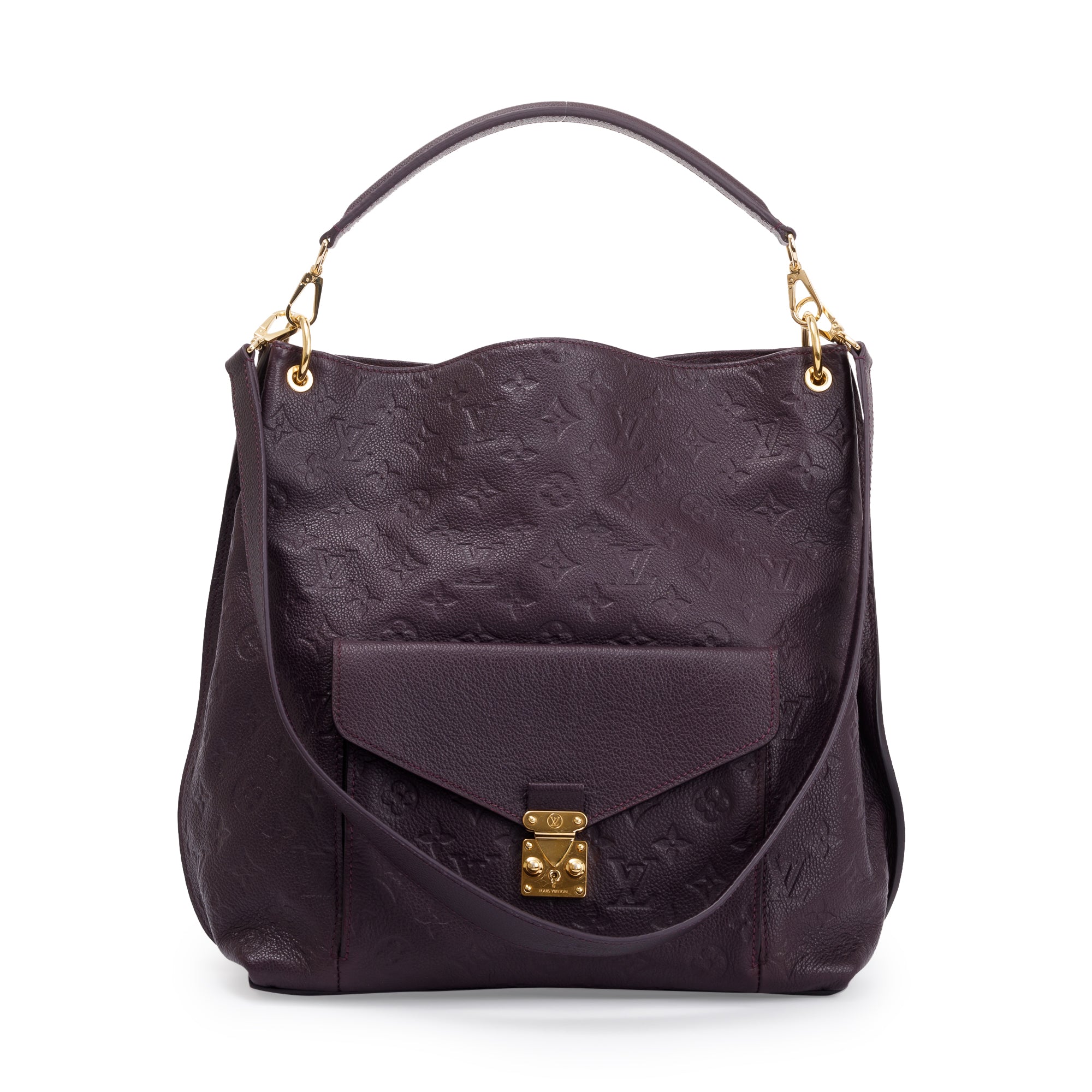 Louis Vuitton Purple Monogram Empreinte Leather Metis Hobo w/ Strap & Box