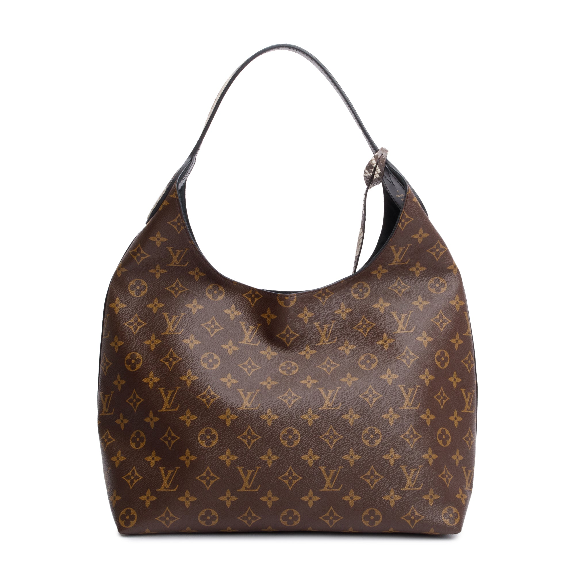 Louis Vuitton Python-Trimmed Monogram Flower Hobo