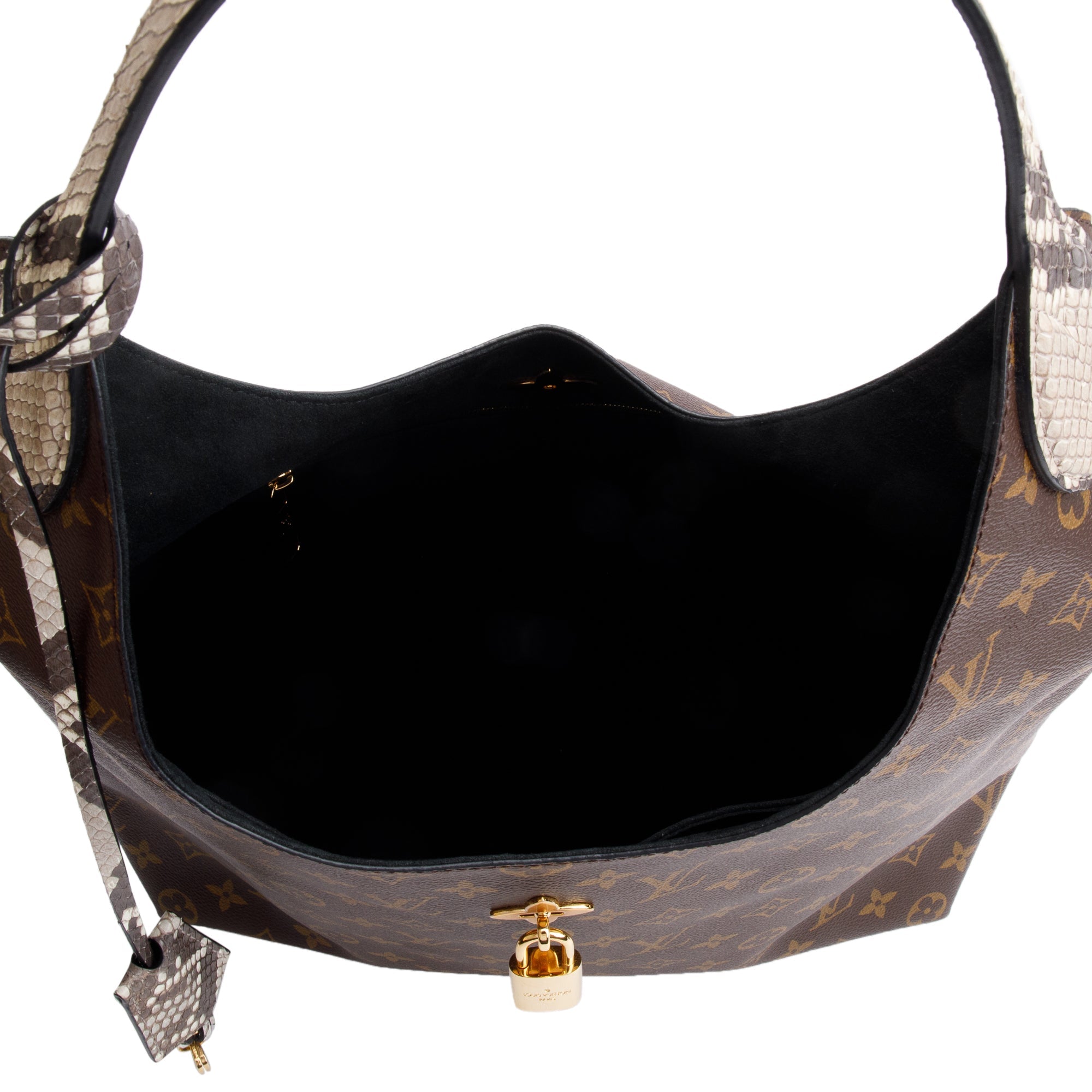 Louis Vuitton Python-Trimmed Monogram Flower Hobo