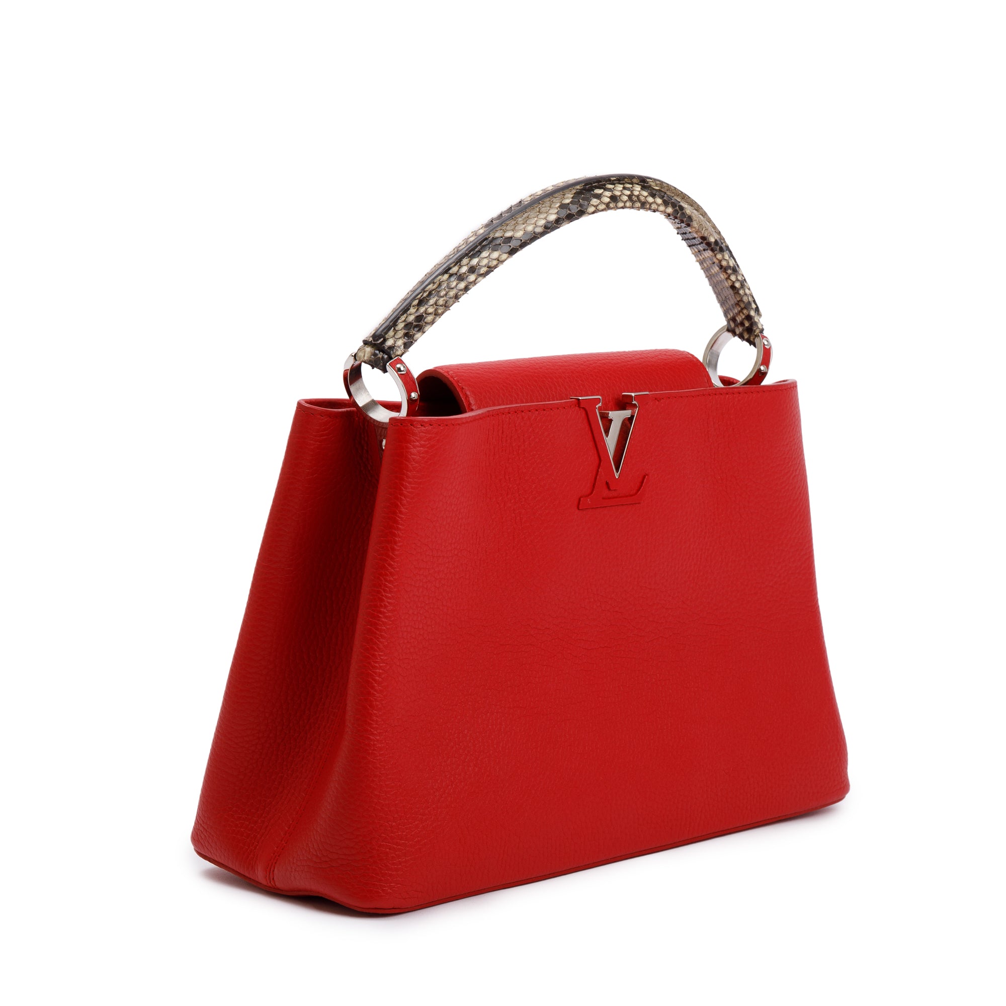 Louis Vuitton Python Trimmed Red Taurillon Capucines MM w/ Box & Paper