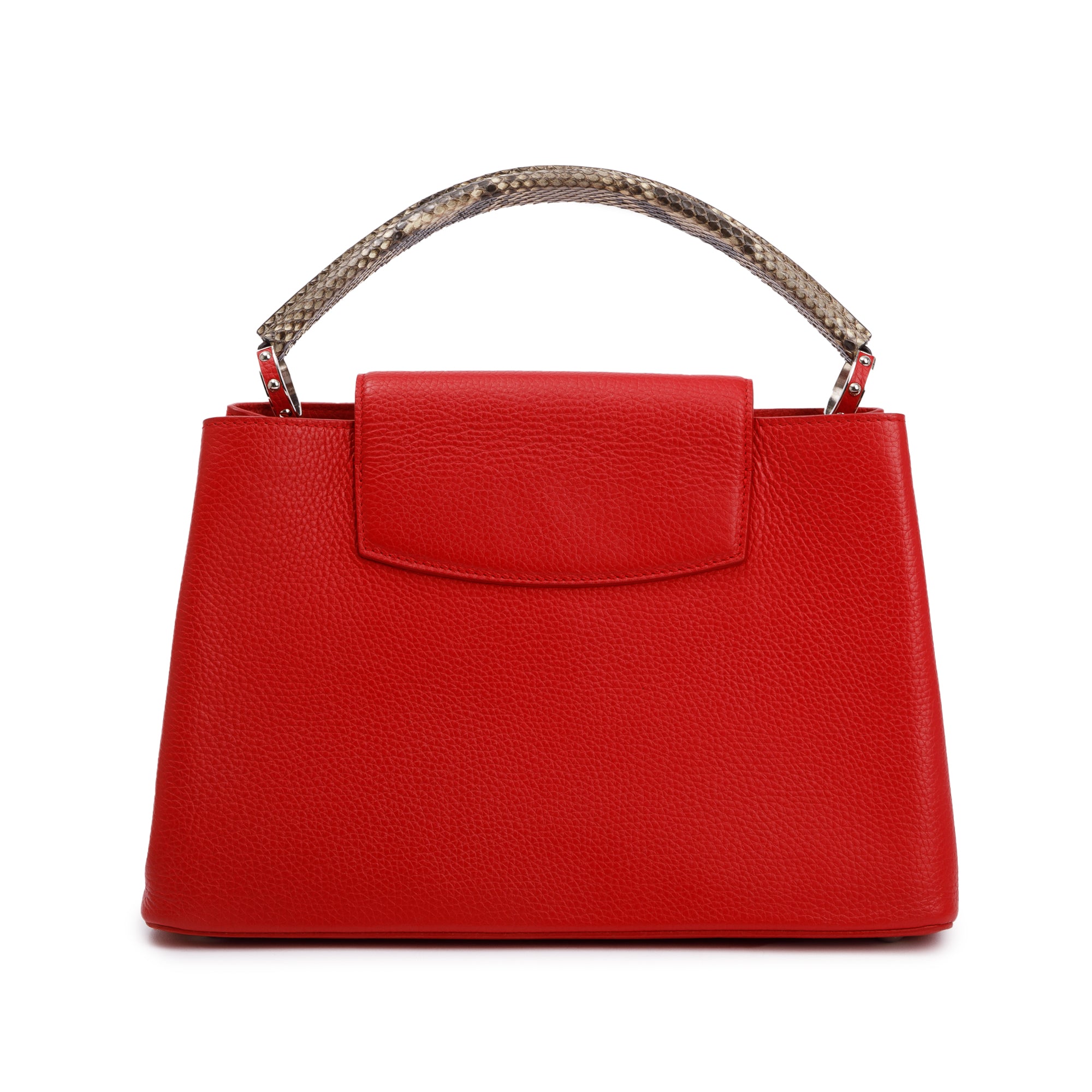 Louis Vuitton Python Trimmed Red Taurillon Capucines MM w/ Box & Paper