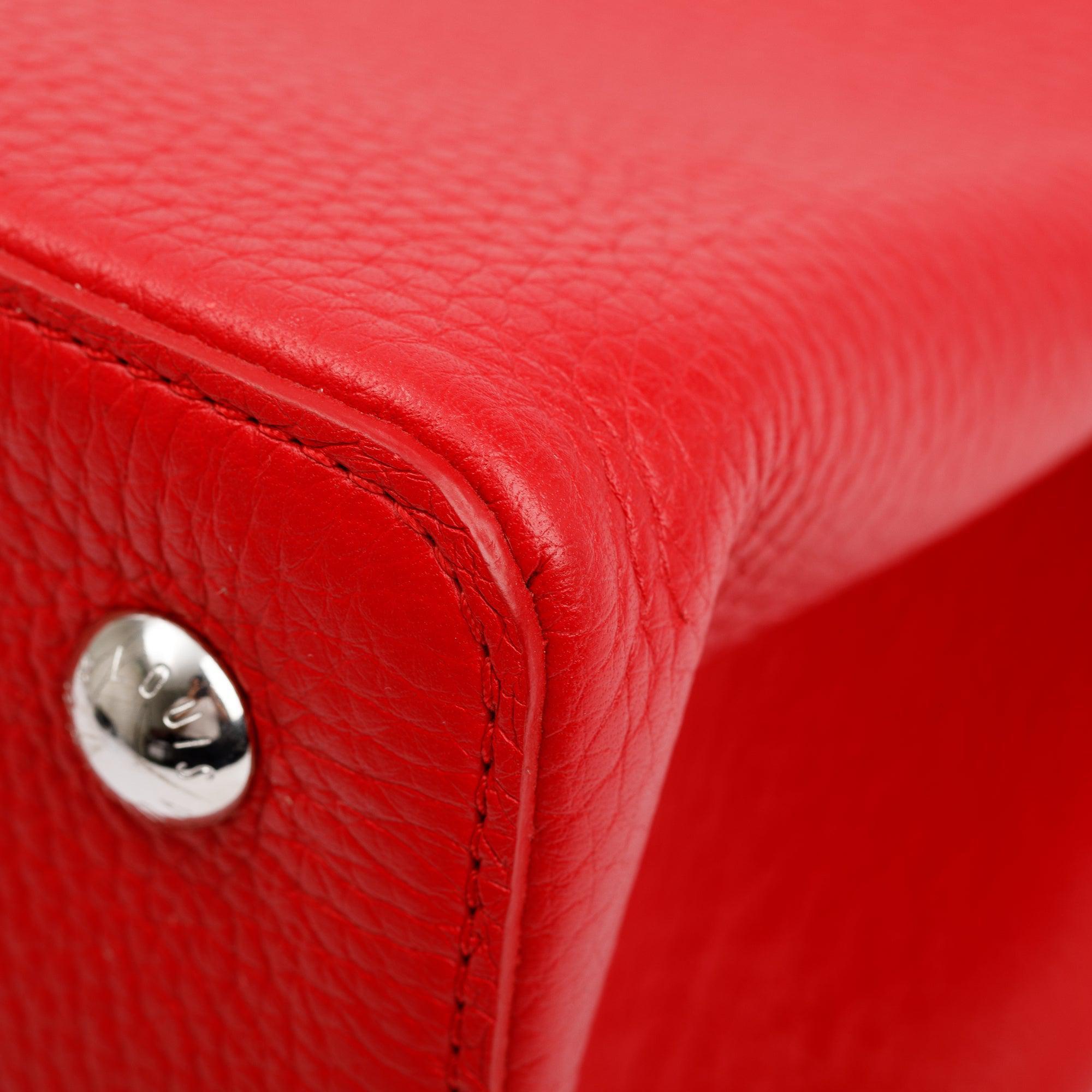 Louis Vuitton Python Trimmed Red Taurillon Capucines MM w/ Box & Paper