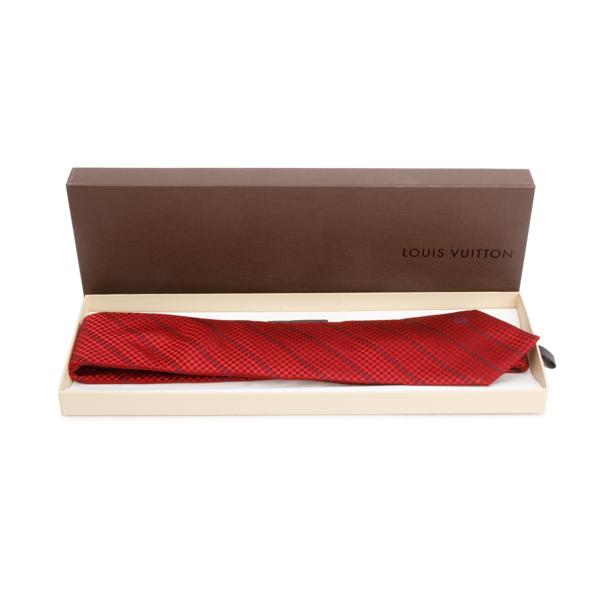 Louis Vuitton Red Classic Silk Tie w/ Box