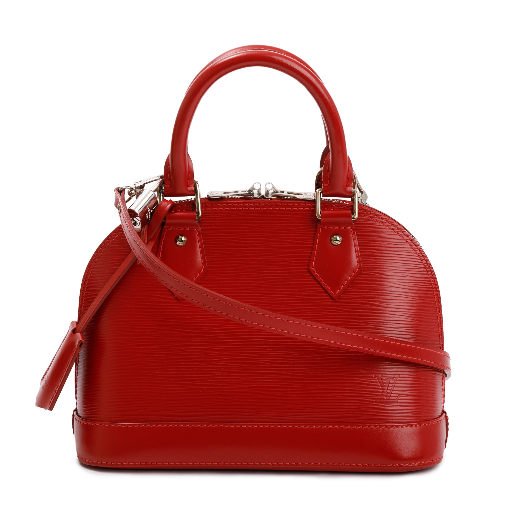 Louis Vuitton Red Epi Leather Alma BB w/ Strap & Receipt