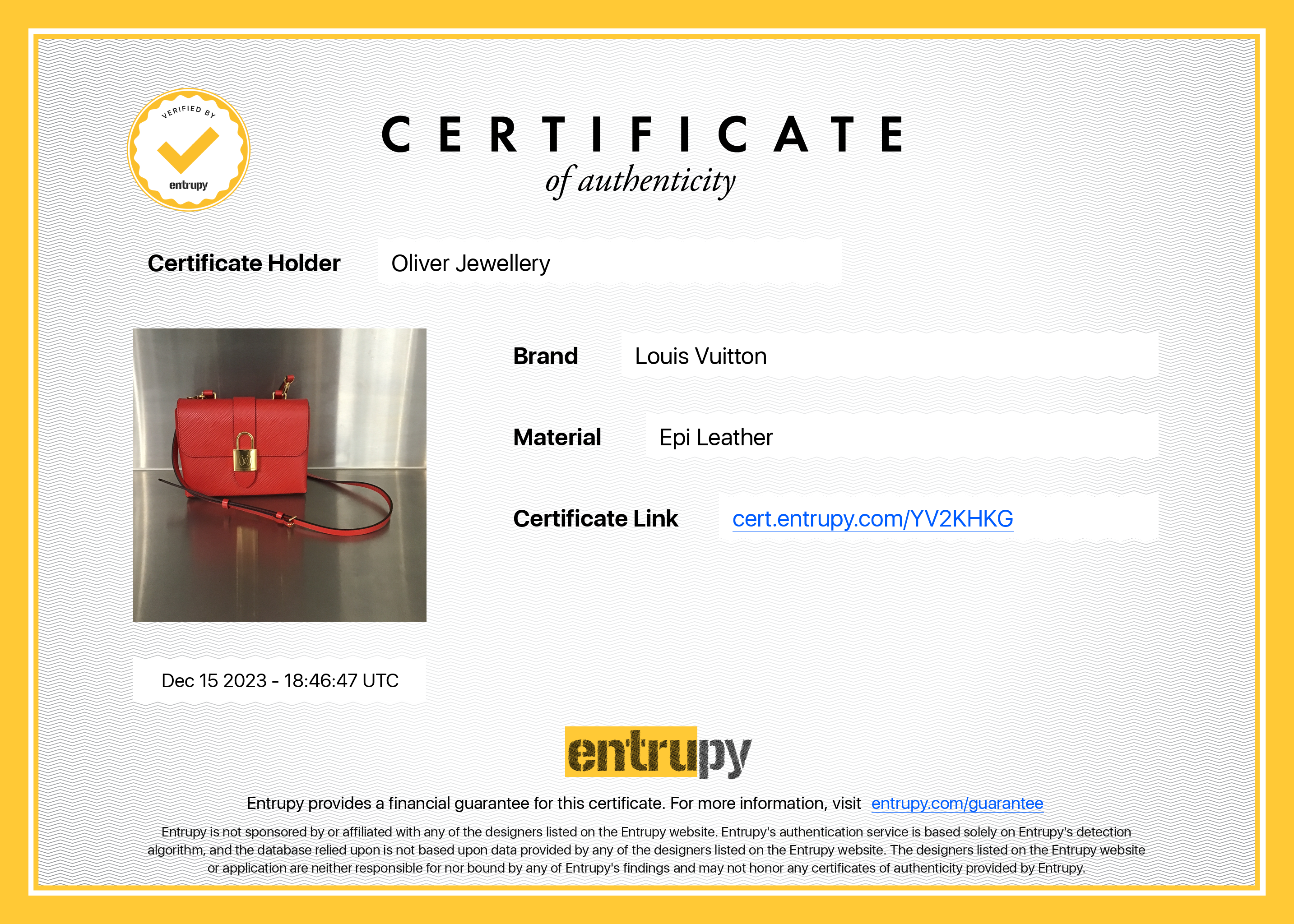 Louis Vuitton Red Epi Leather Locky BB w/ Strap & Box