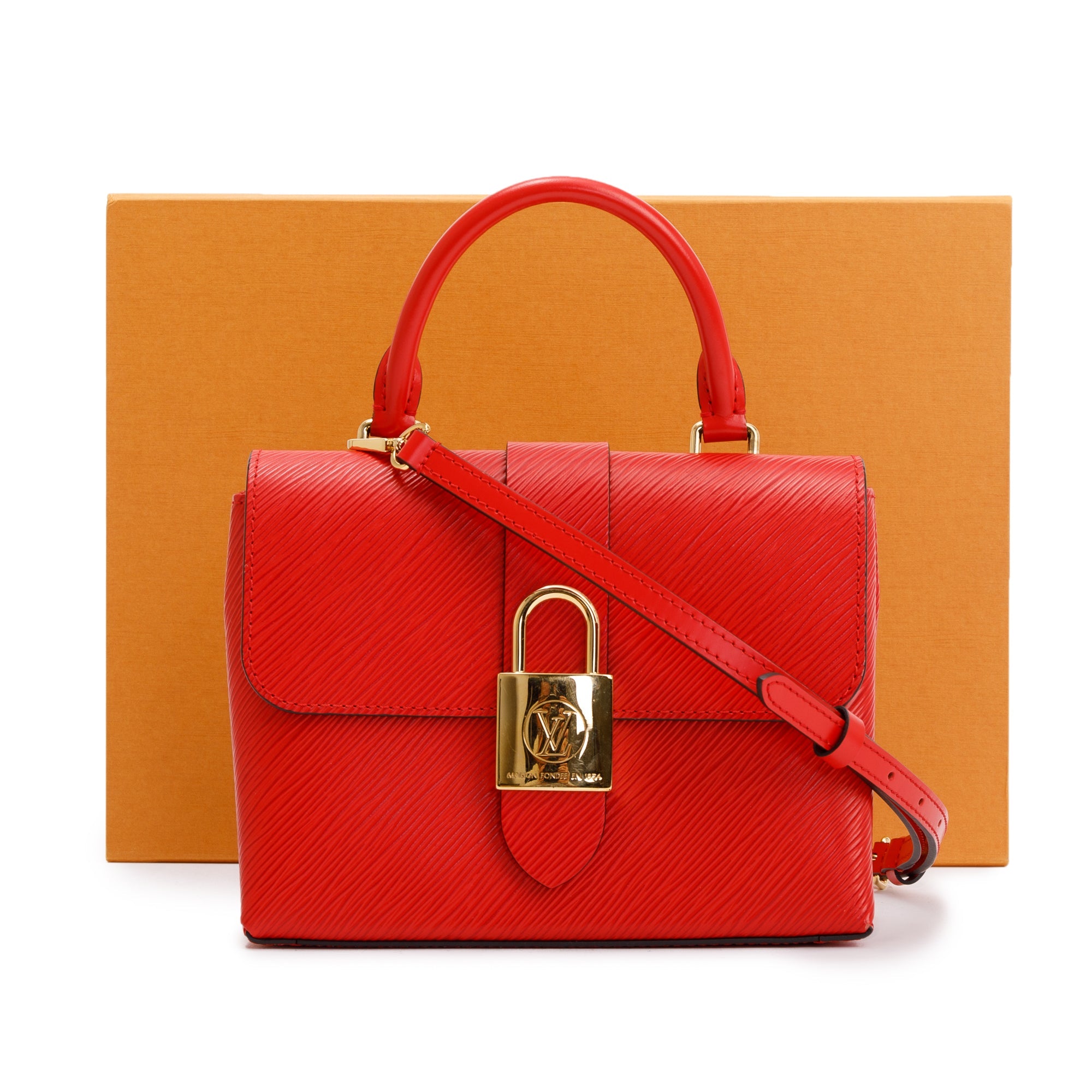 Louis Vuitton Red Epi Leather Locky BB w/ Strap & Box