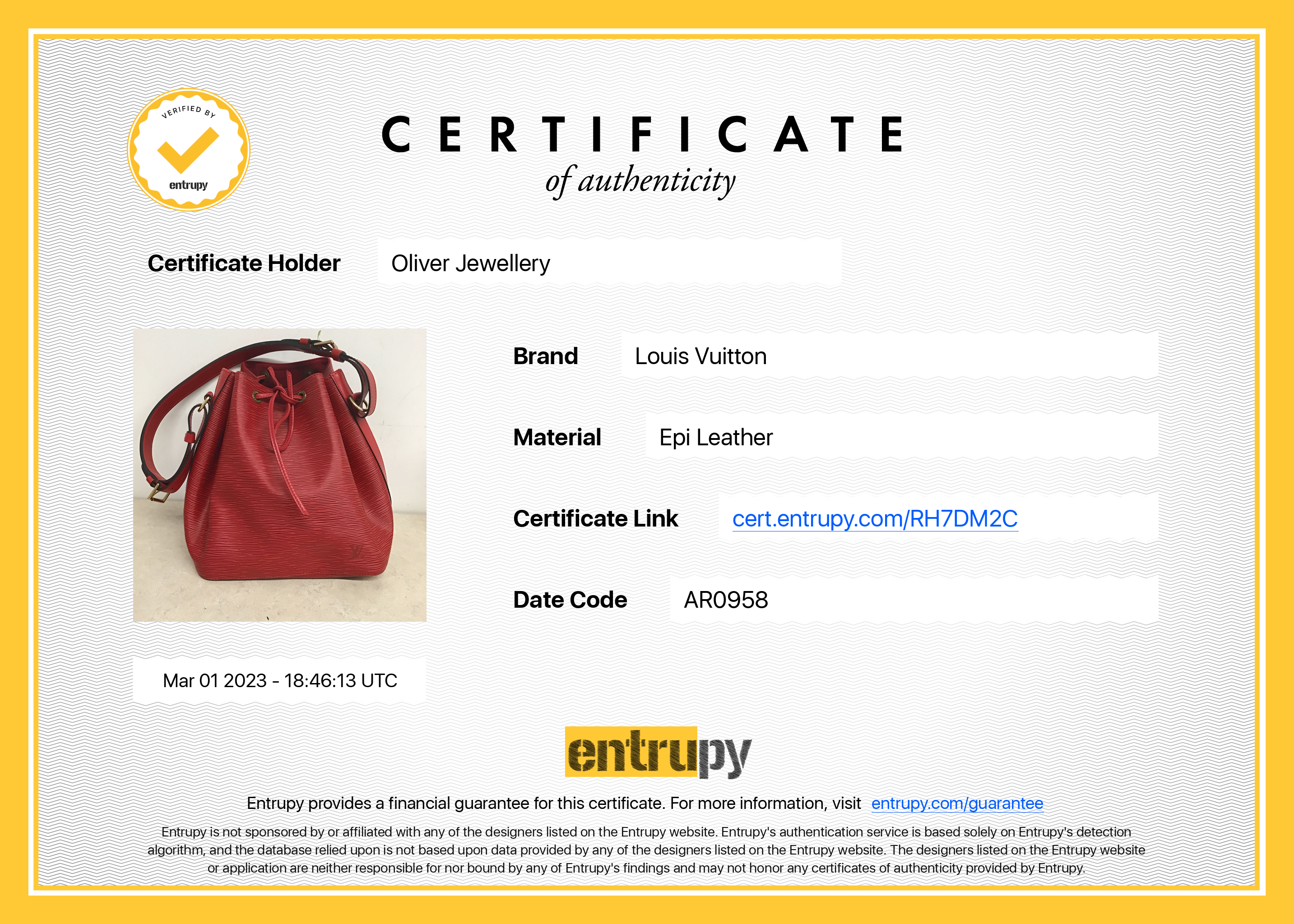 Louis Vuitton Red Epi Petit Noe Bag