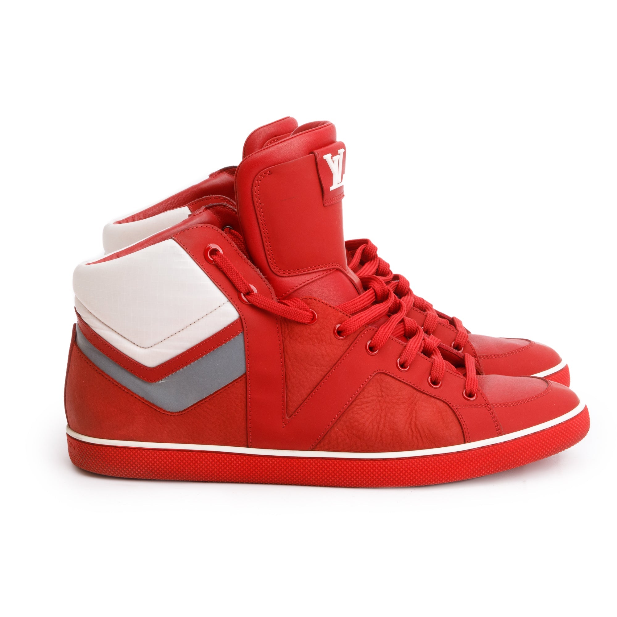 Louis Vuitton Red Leather AW2012 High-Top Sneakers, Size 8.5 w/ Box