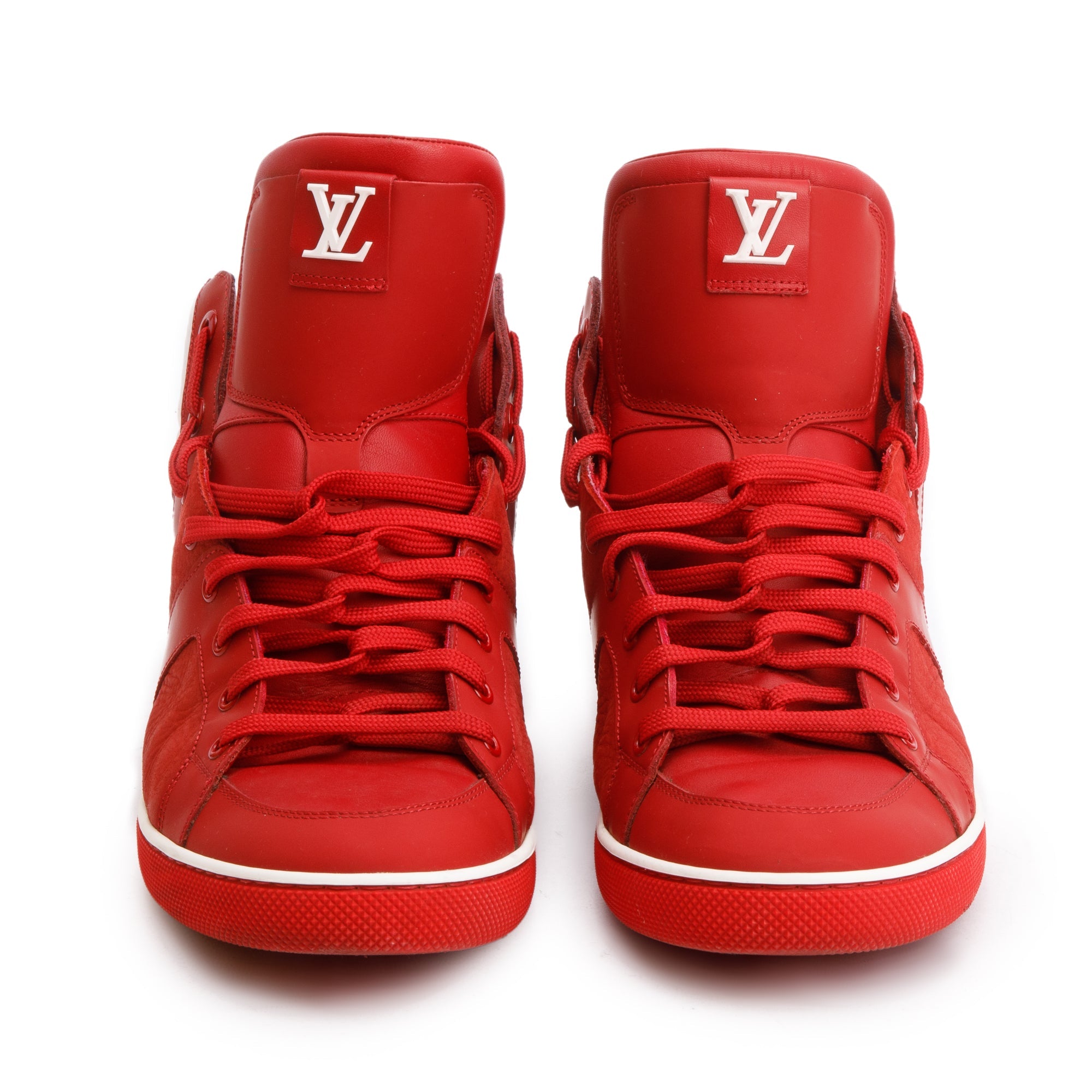 Louis Vuitton Red Leather AW2012 High-Top Sneakers, Size 8.5 w/ Box