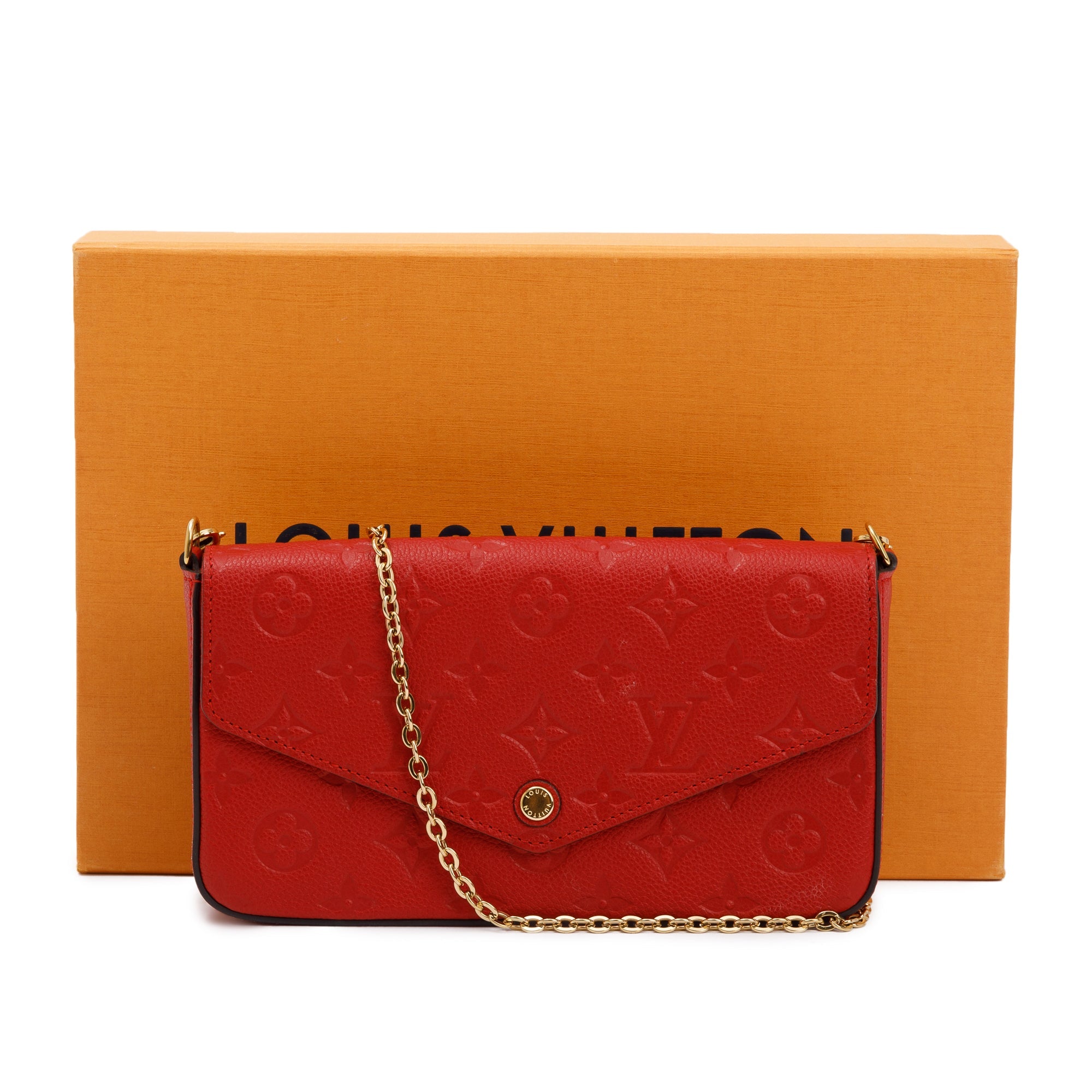 Louis Vuitton Red Monogram Empreinte Leather Felicie Pochette w/ Box