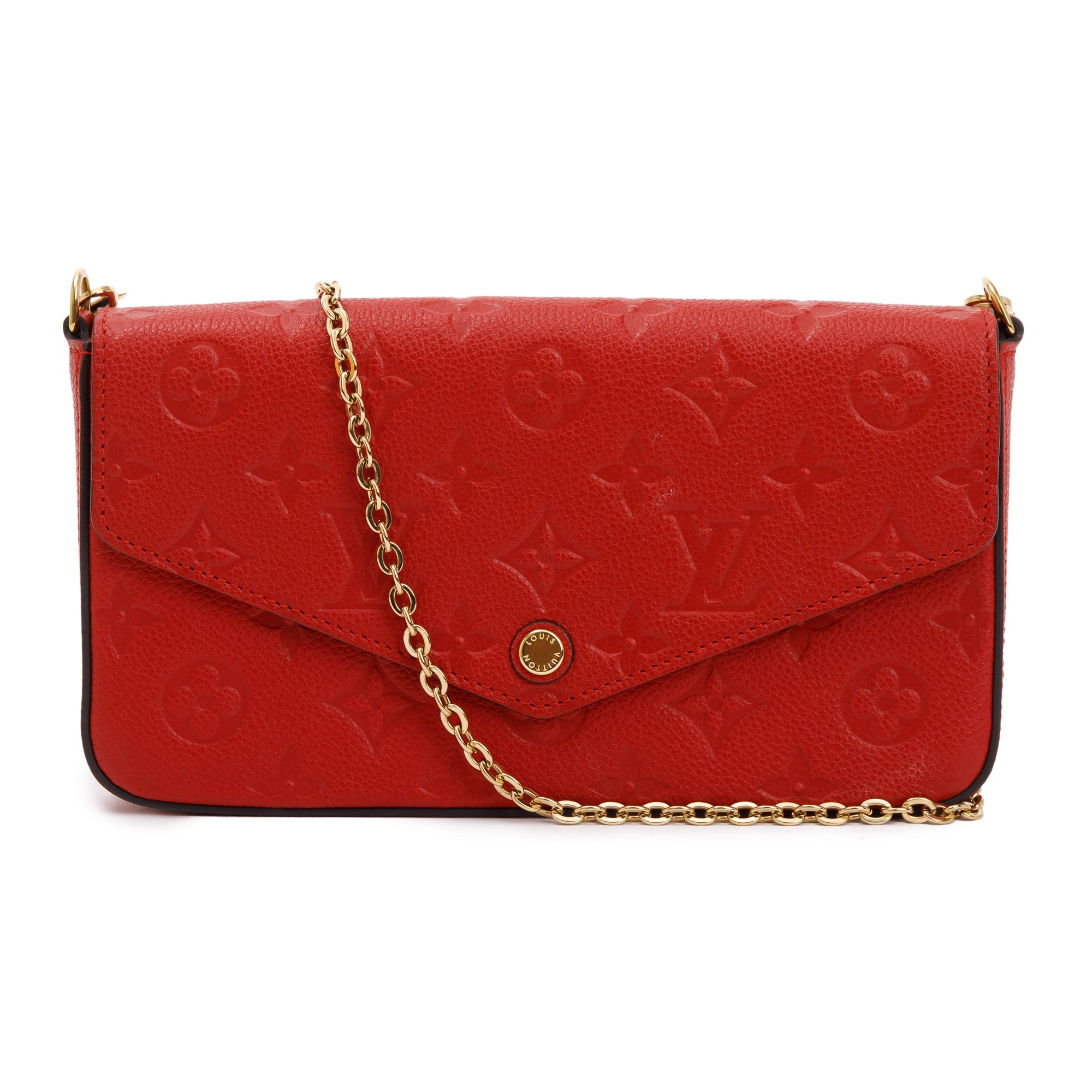 Louis Vuitton Red Monogram Empreinte Leather Felicie Pochette w/ Box