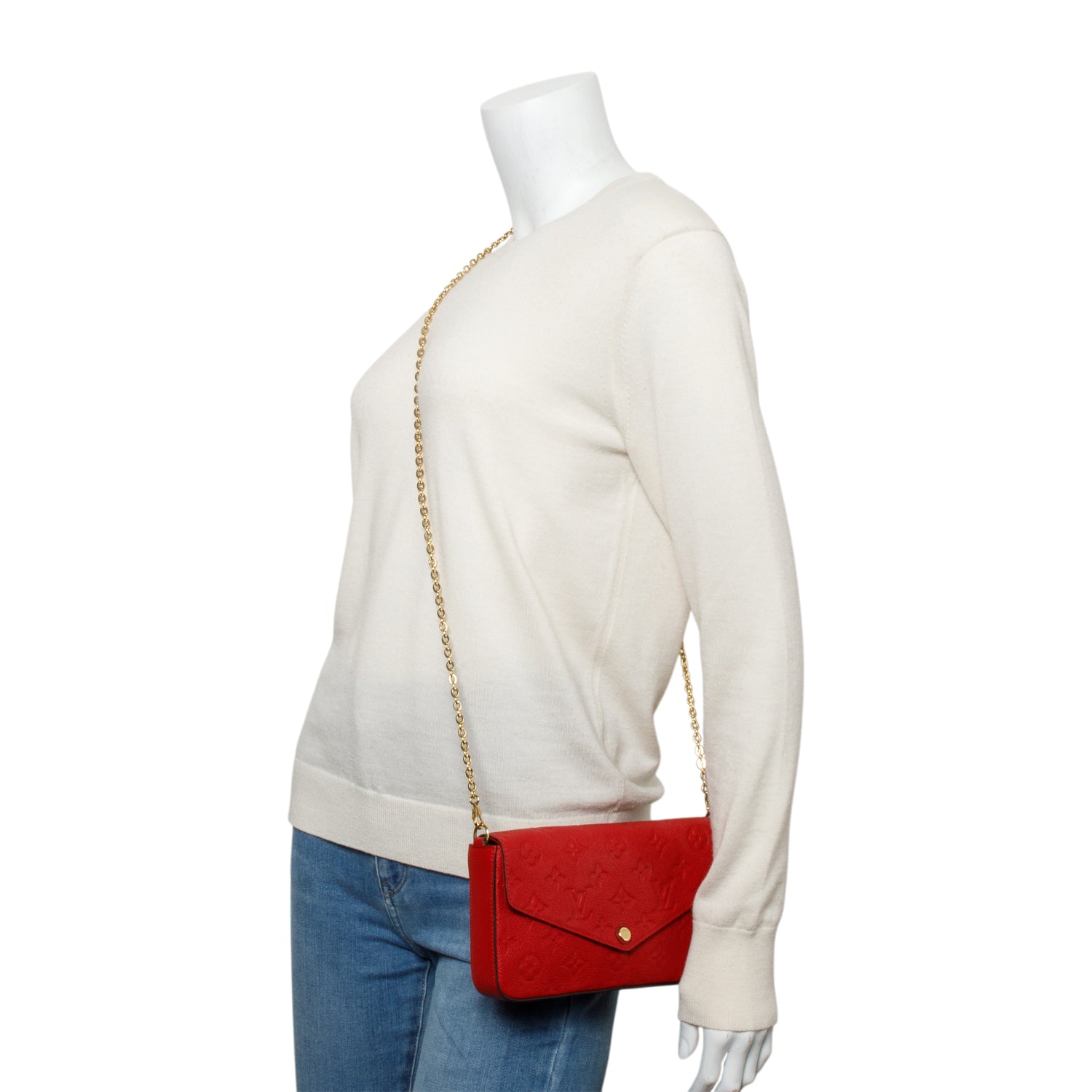 Louis Vuitton Red Monogram Empreinte Leather Felicie Pochette w/ Insert