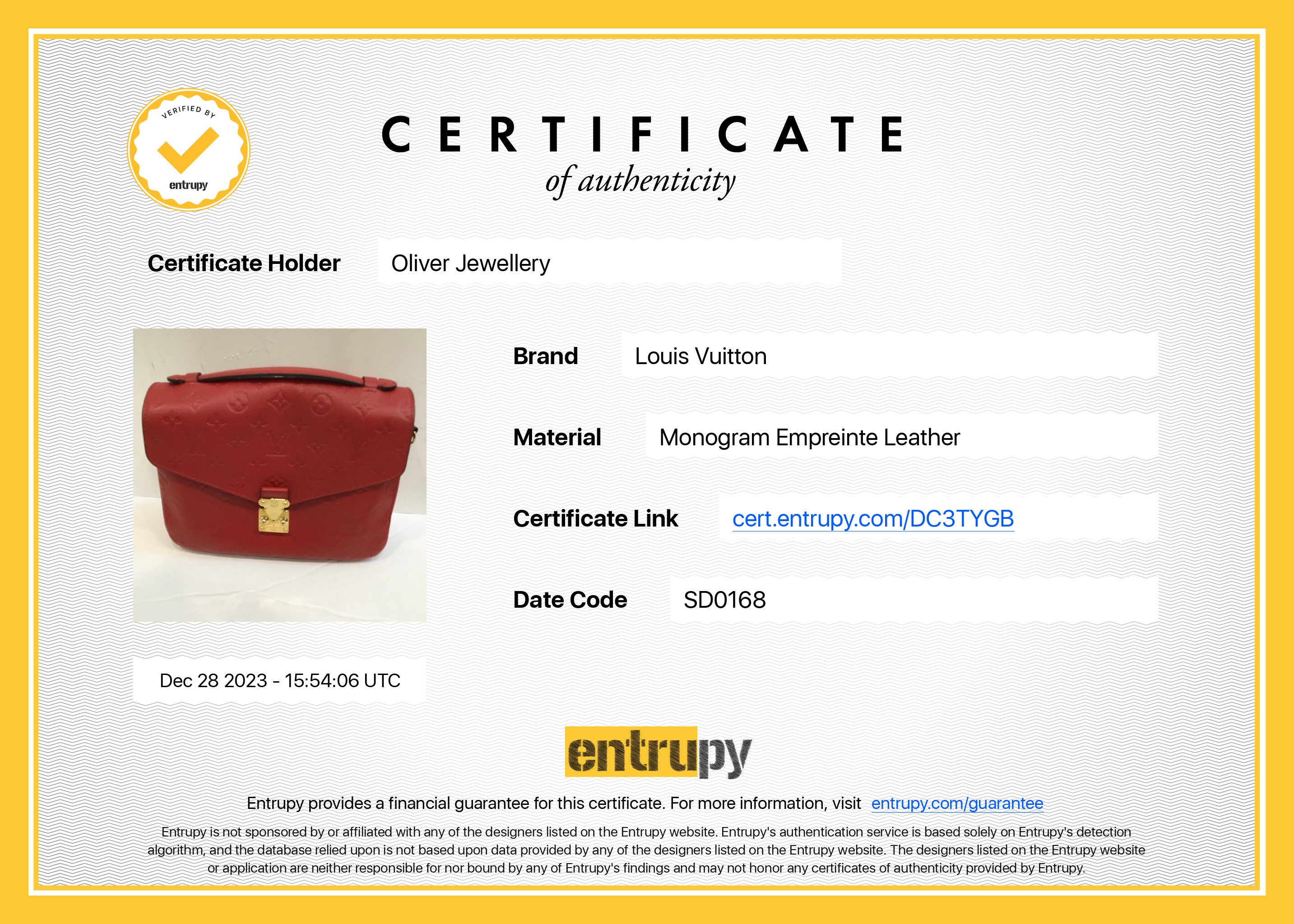 Louis Vuitton Red Monogram Empreinte Leather Pochette Metis w/ Box