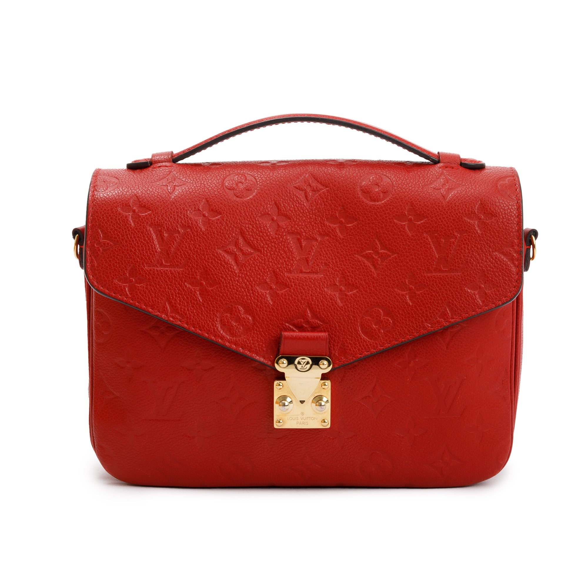 Louis Vuitton Red Monogram Empreinte Leather Pochette Metis w/ Box
