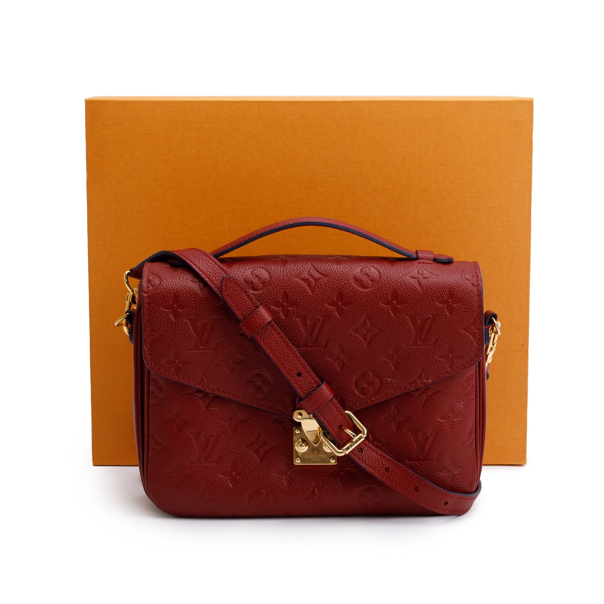 Louis Vuitton Red Monogram Empreinte Leather Pochette Metis w/ Box & Receipt