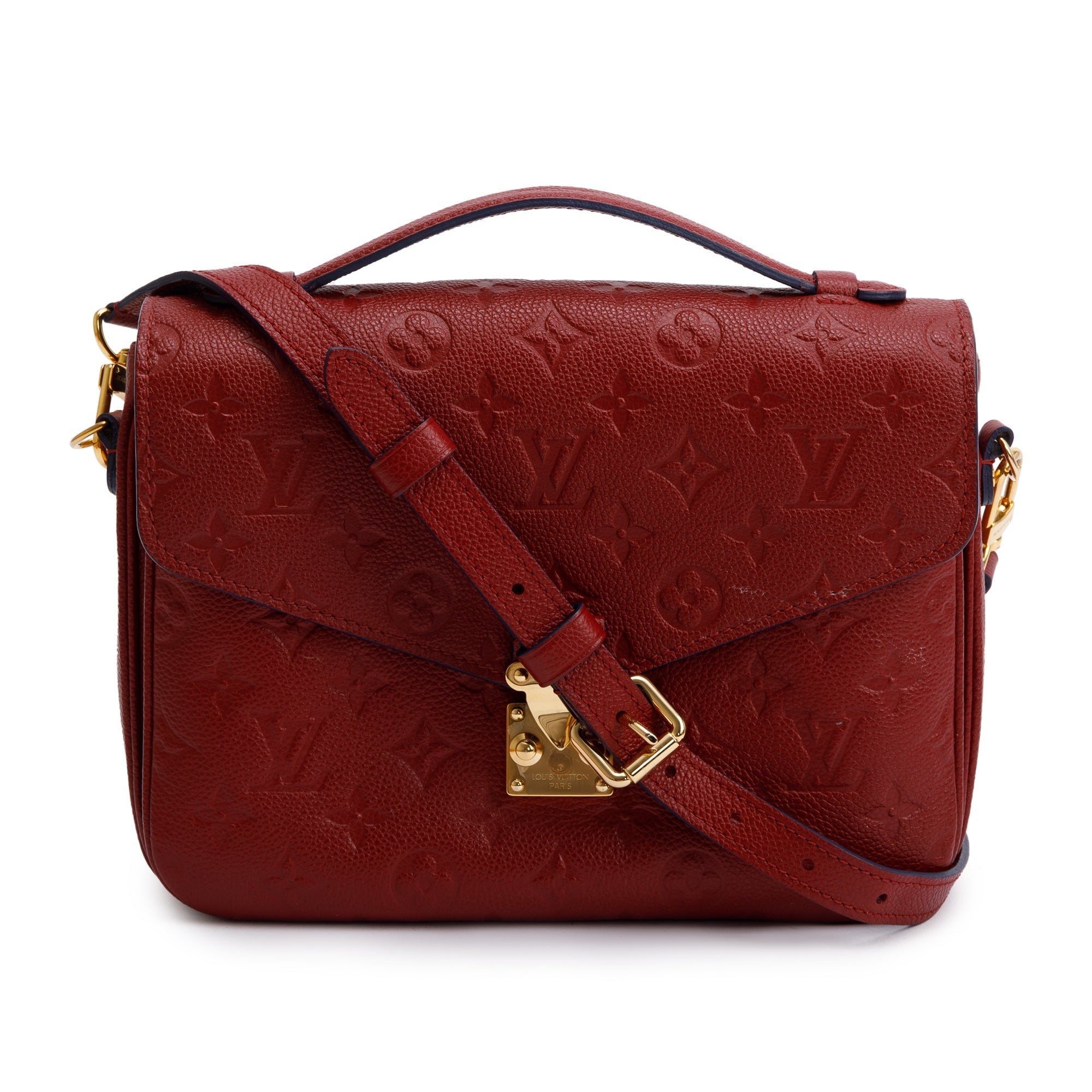 Louis Vuitton Red Monogram Empreinte Leather Pochette Metis w/ Box & Receipt