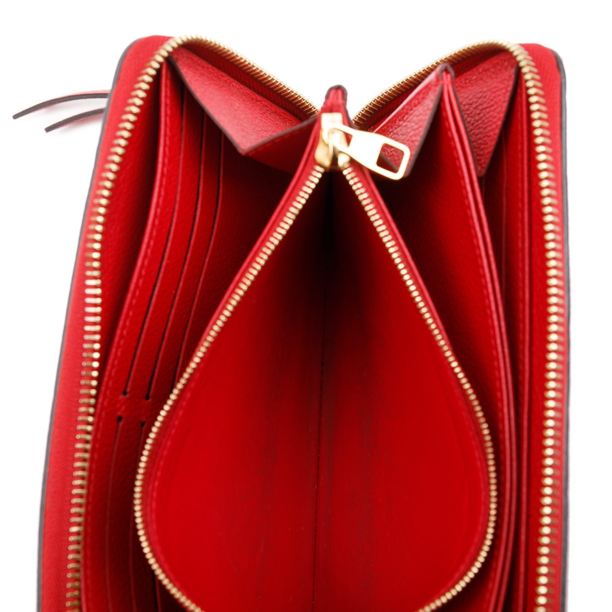 Louis Vuitton Red Monogram Empreinte Leather Zippy Wallet w/ Box