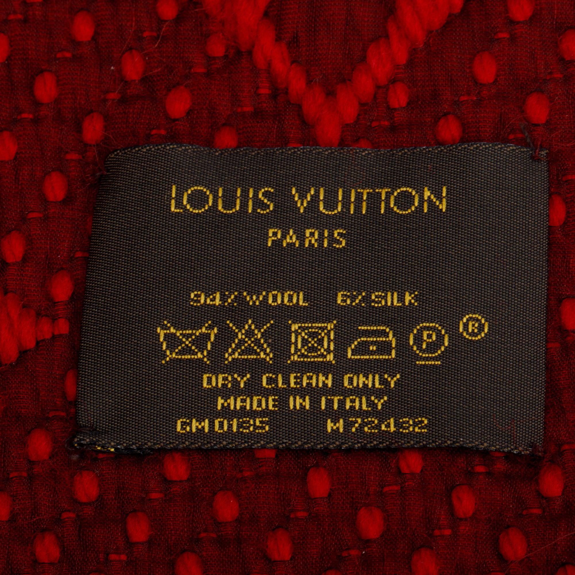 Louis Vuitton Red Monogram Logomania Wool Scarf