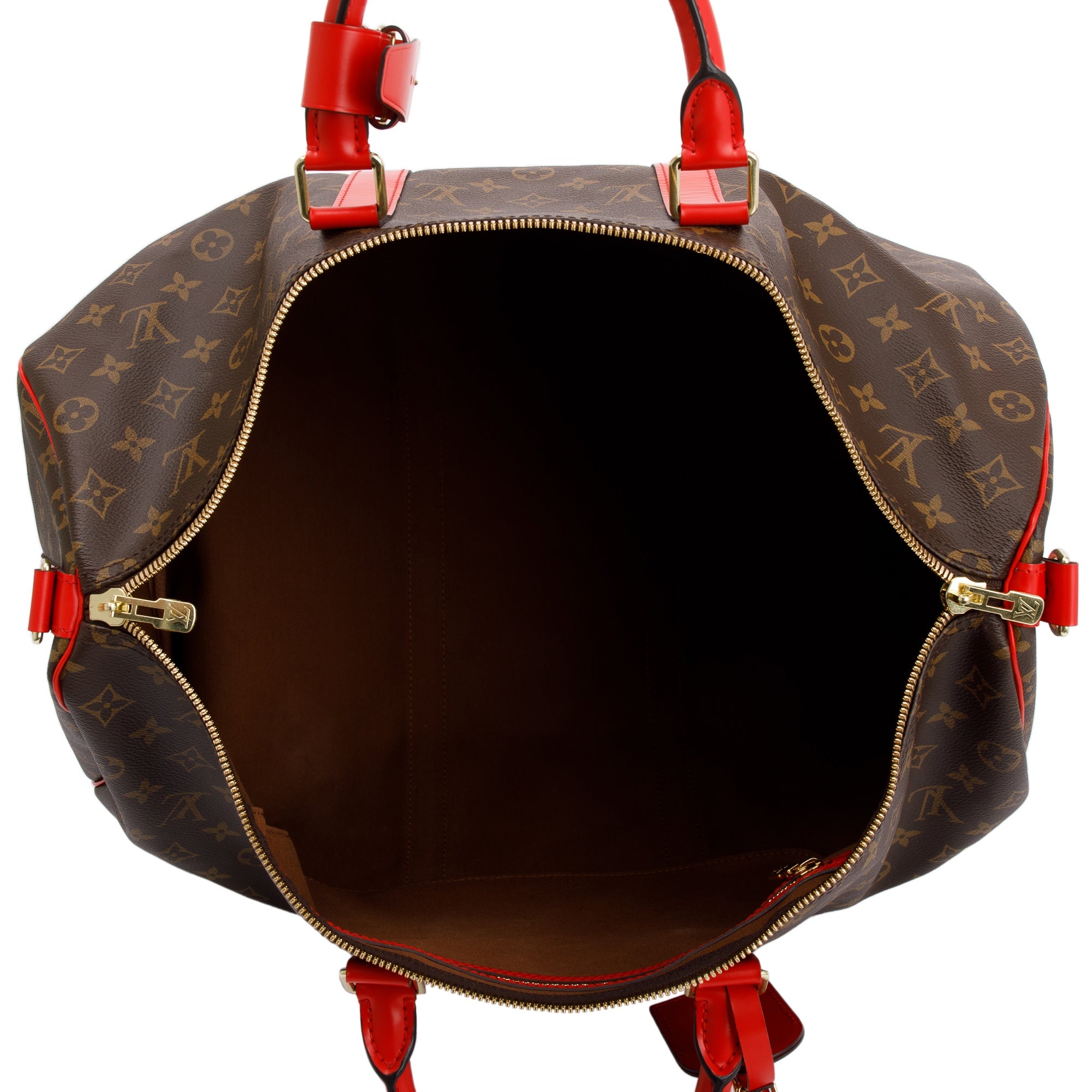 Louis Vuitton Red Monogram Macassar Keepall Bandouliere 50