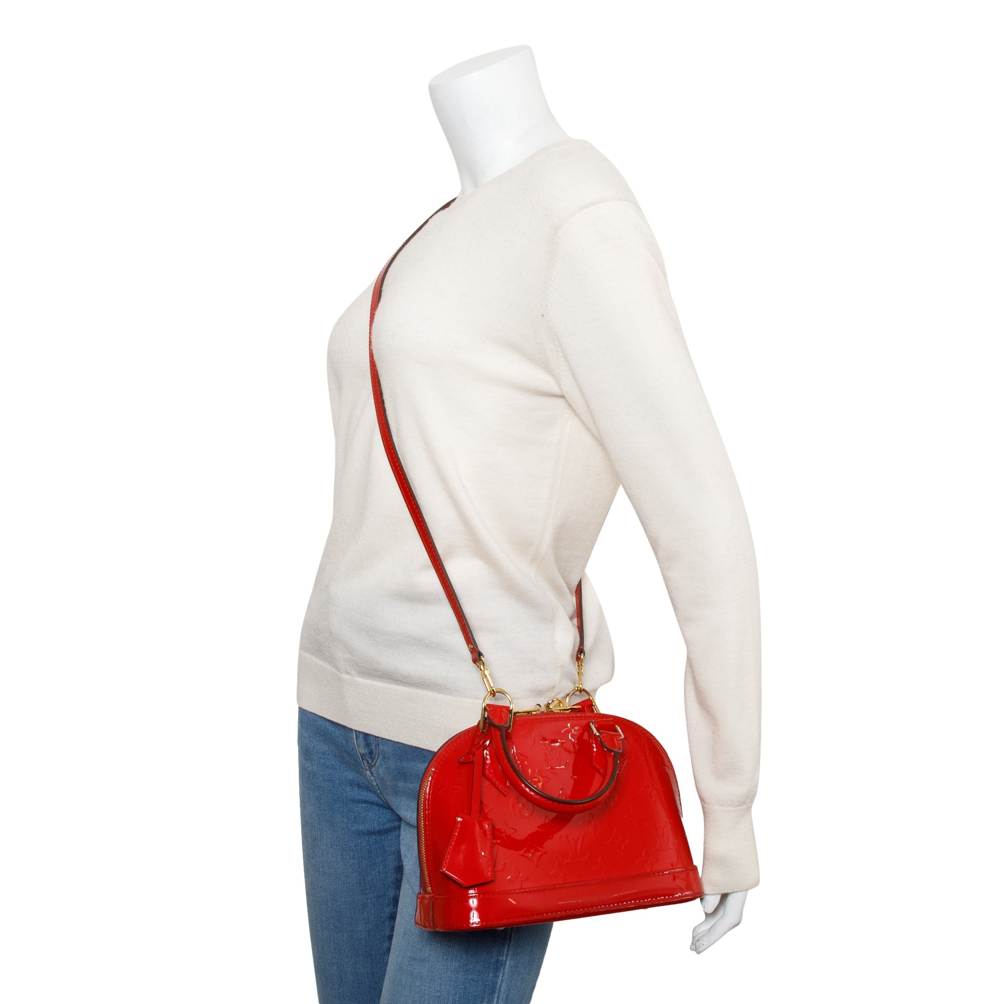 Louis Vuitton Red Monogram Vernis Leather Alma BB w/ Strap