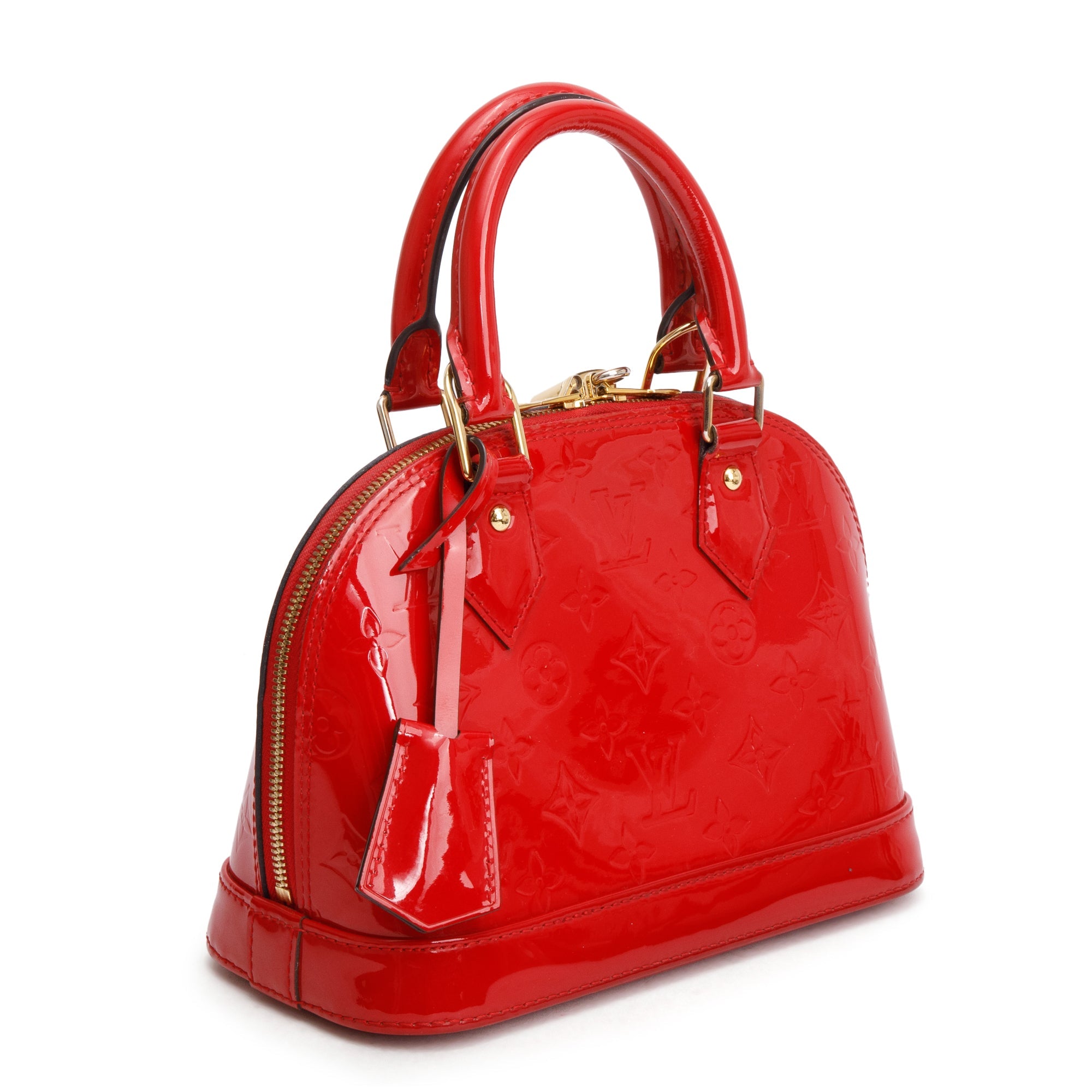 Louis Vuitton Red Monogram Vernis Leather Alma BB w/ Strap