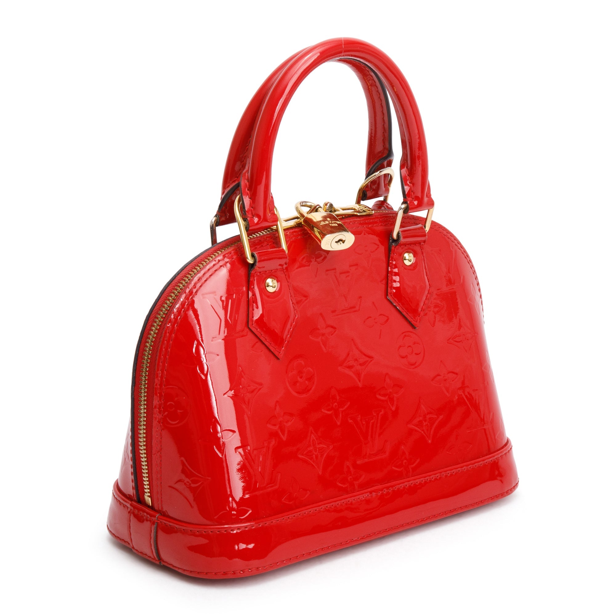 Louis Vuitton Red Monogram Vernis Leather Alma BB w/ Strap