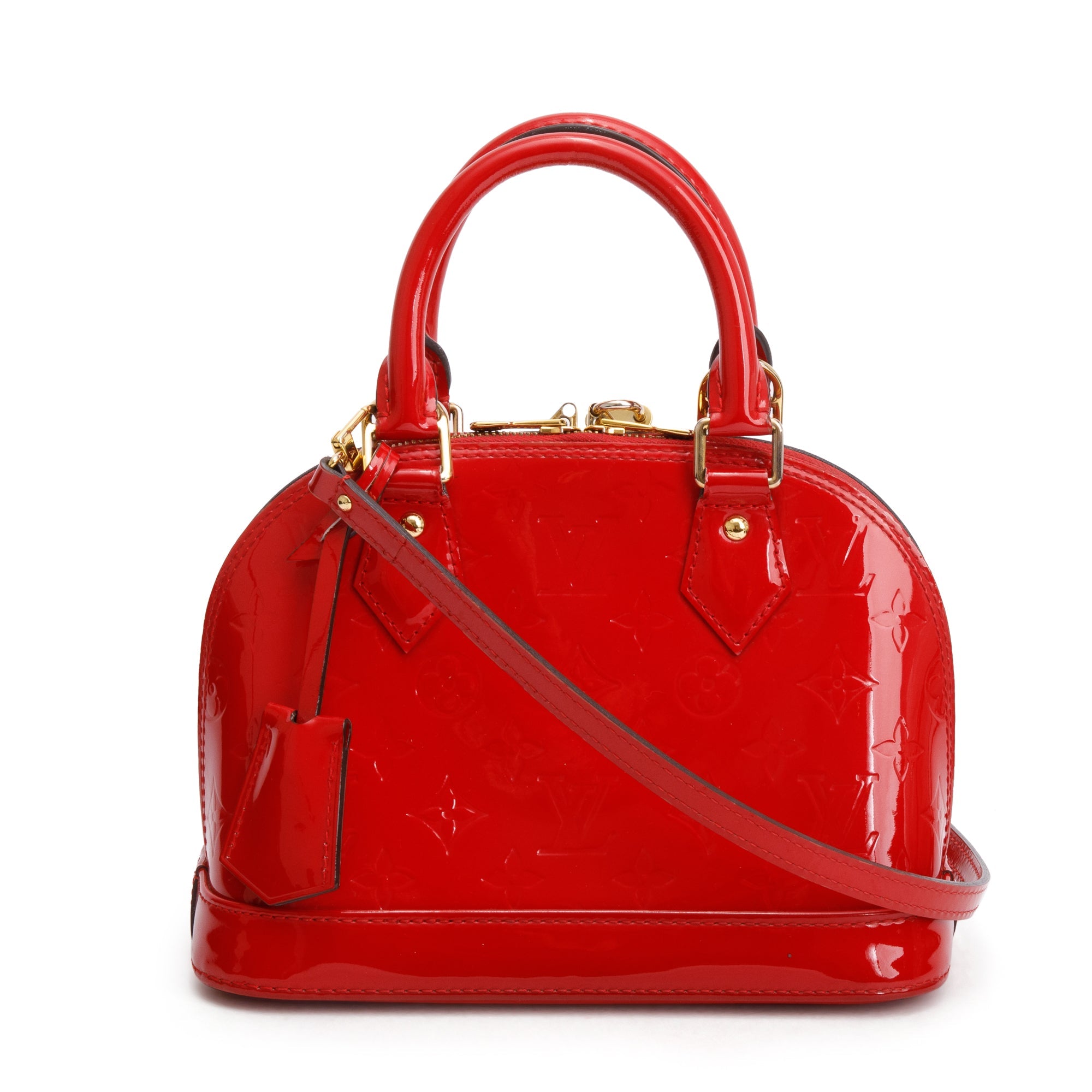 Louis Vuitton Red Monogram Vernis Leather Alma BB w/ Strap