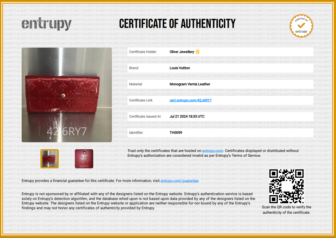 Louis Vuitton Red Vernis Leather Sarah Wallet