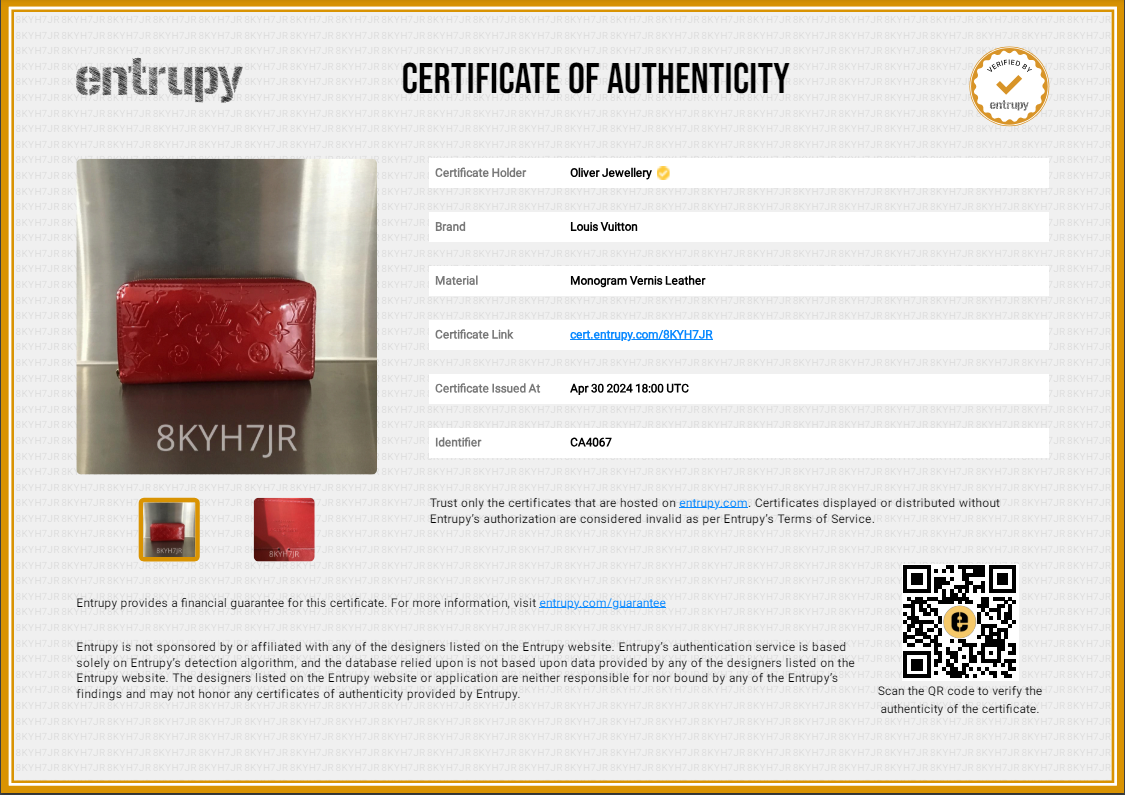 Louis Vuitton Red Vernis Leather Zippy Wallet w/ Box