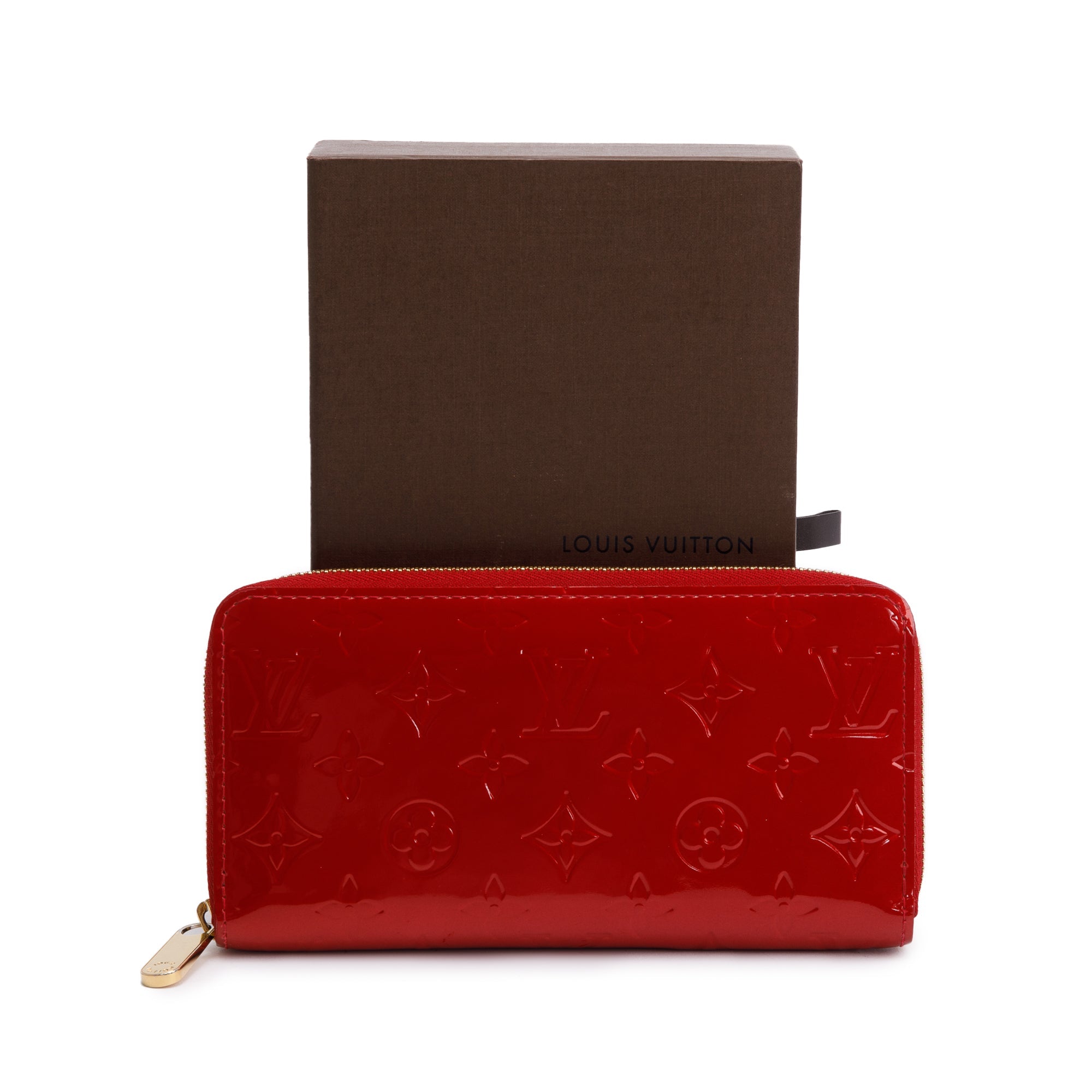 Louis Vuitton Red Vernis Leather Zippy Wallet w/ Box